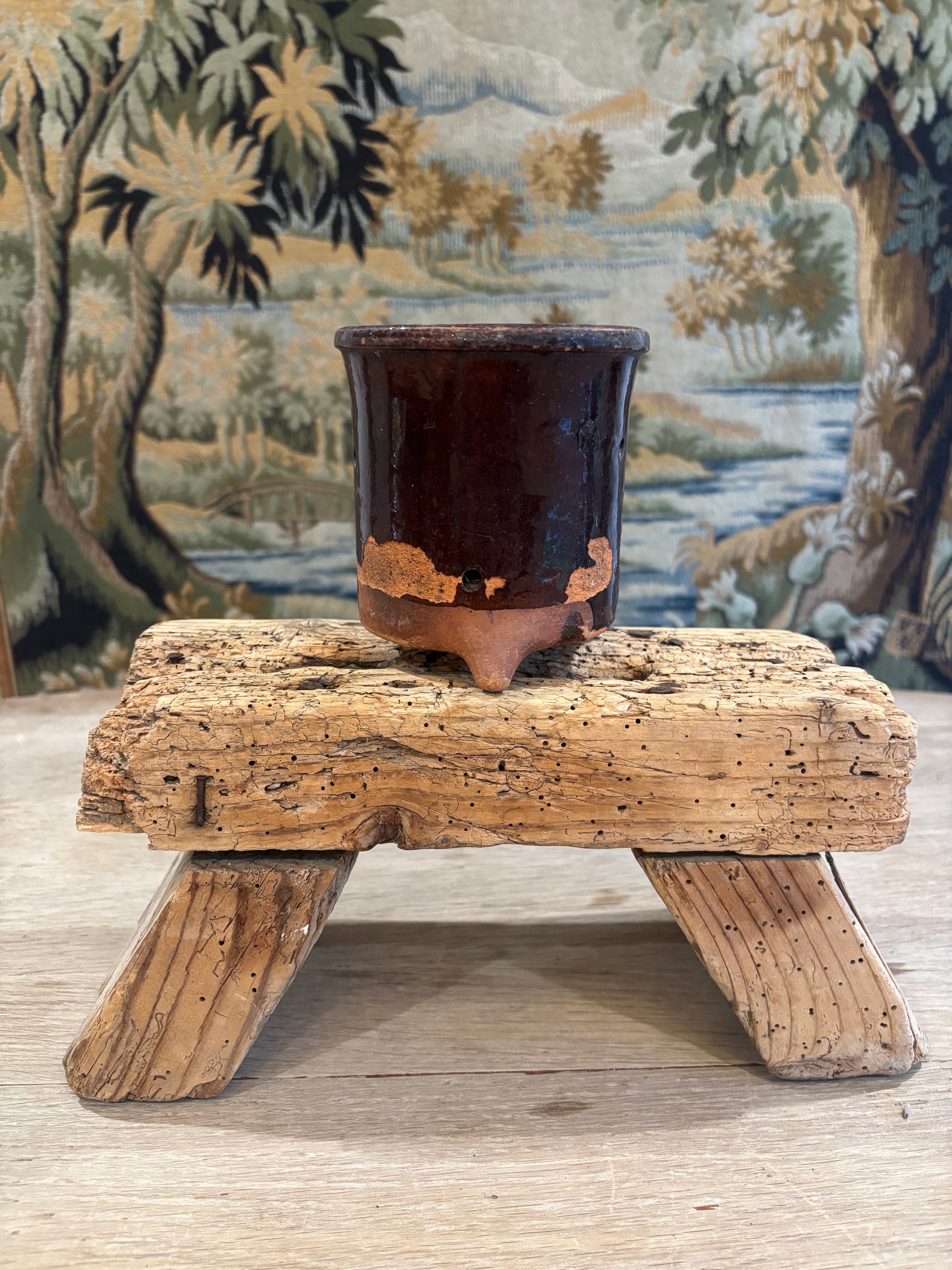 Antique French Drip-Glaze Terracotta Faisselle