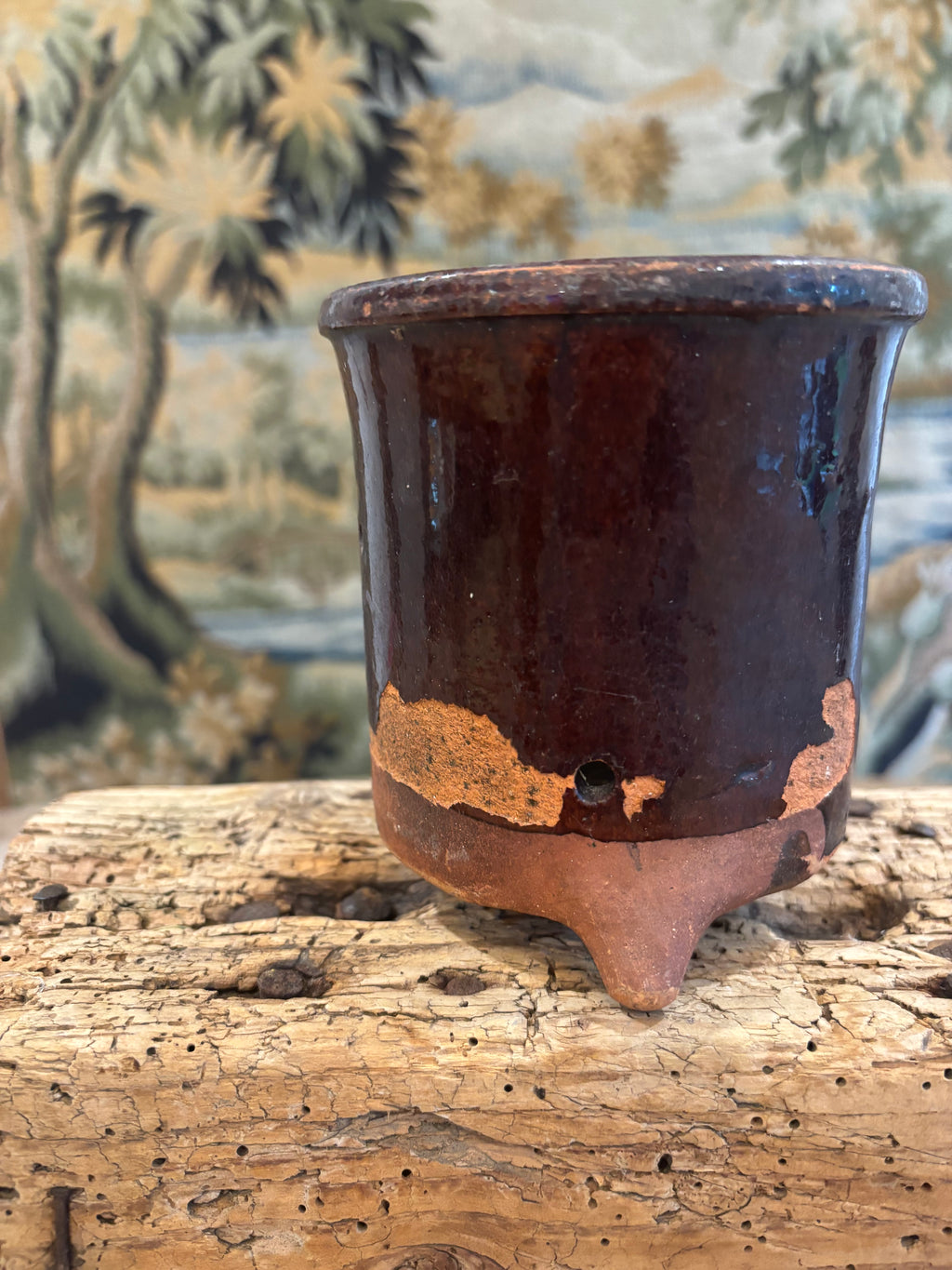 Antique French Drip-Glaze Terracotta Faisselle