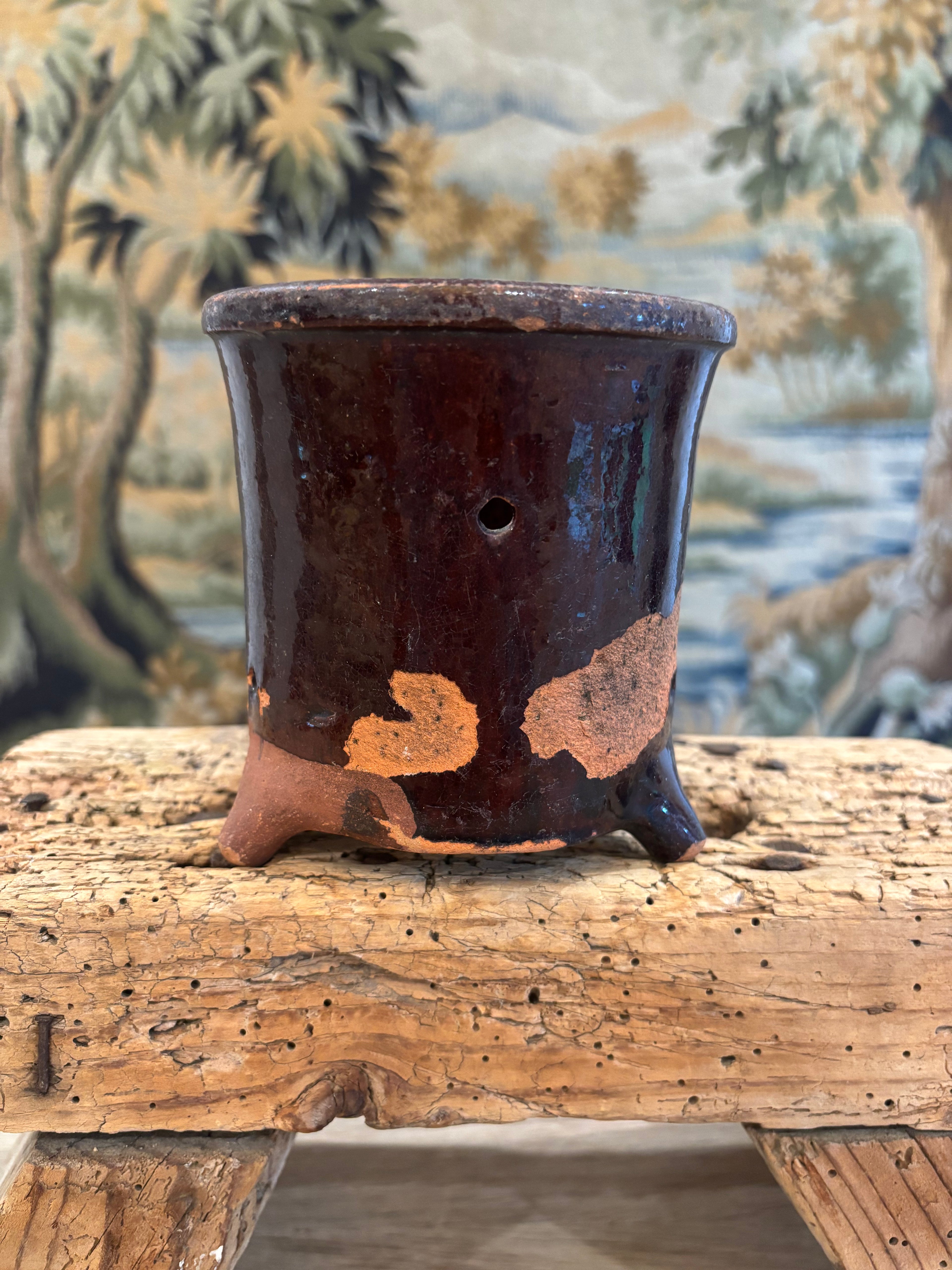 Antique French Drip-Glaze Terracotta Faisselle
