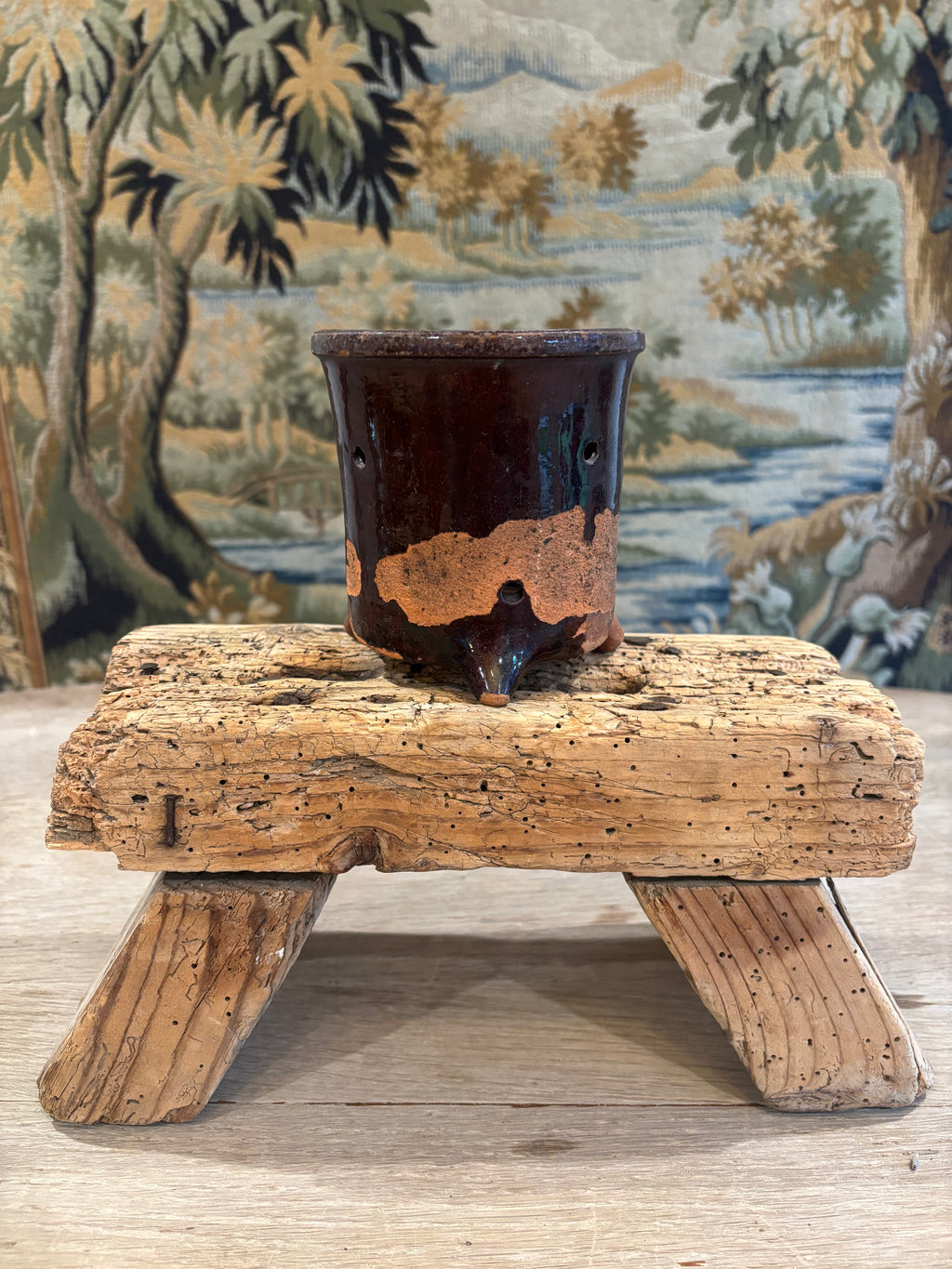 Antique French Drip-Glaze Terracotta Faisselle