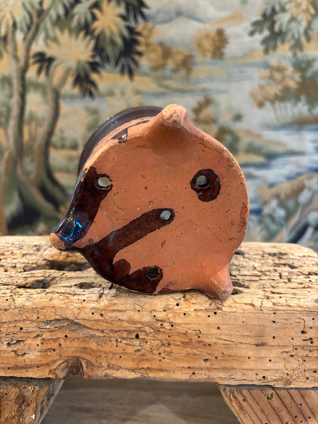 Antique French Drip-Glaze Terracotta Faisselle