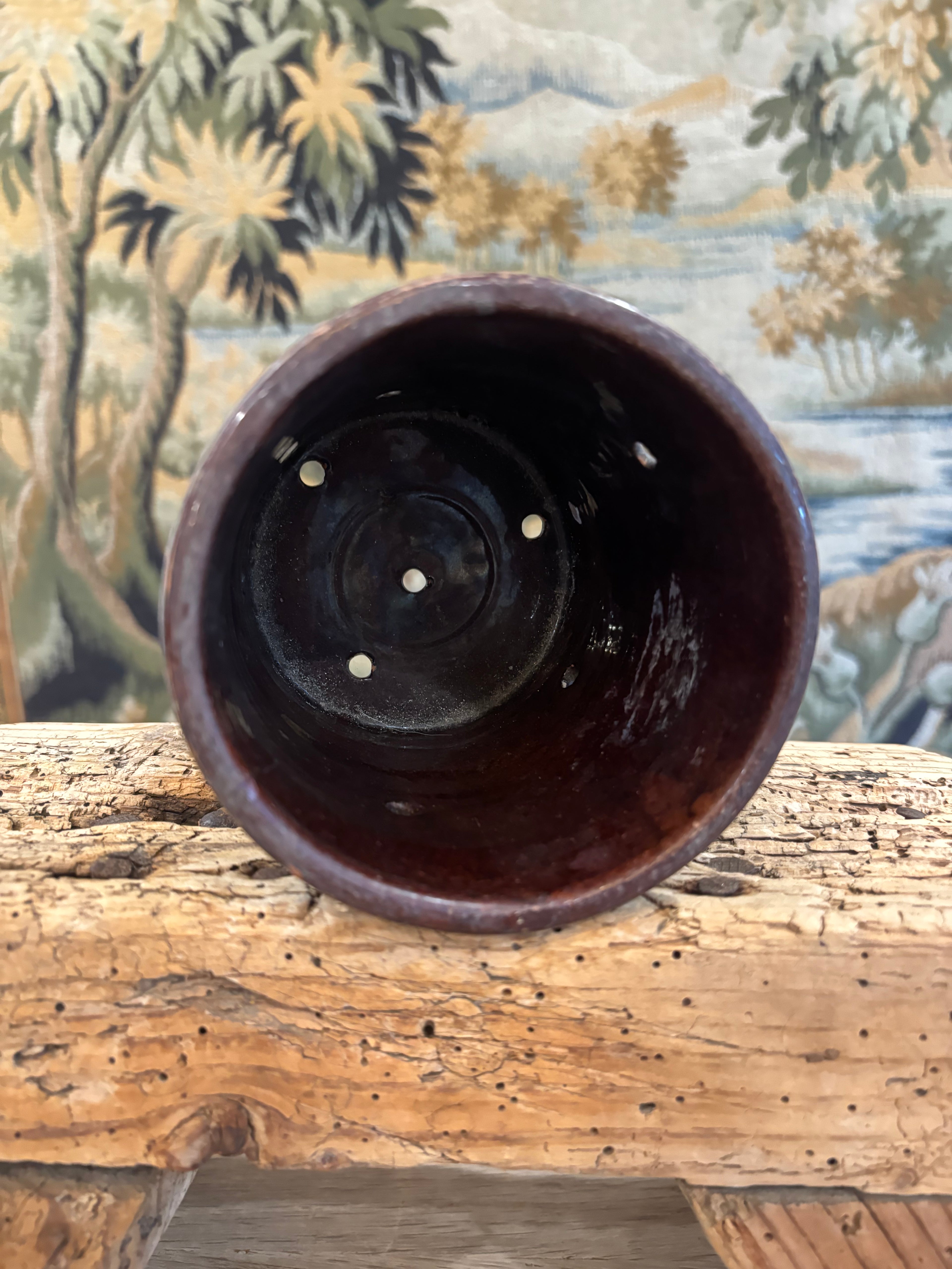 Antique French Drip-Glaze Terracotta Faisselle