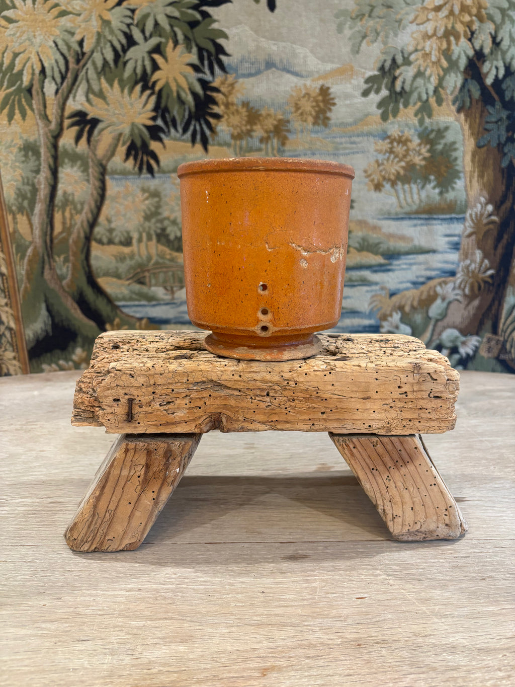 Antique French Glazed Pedestal Faisselle