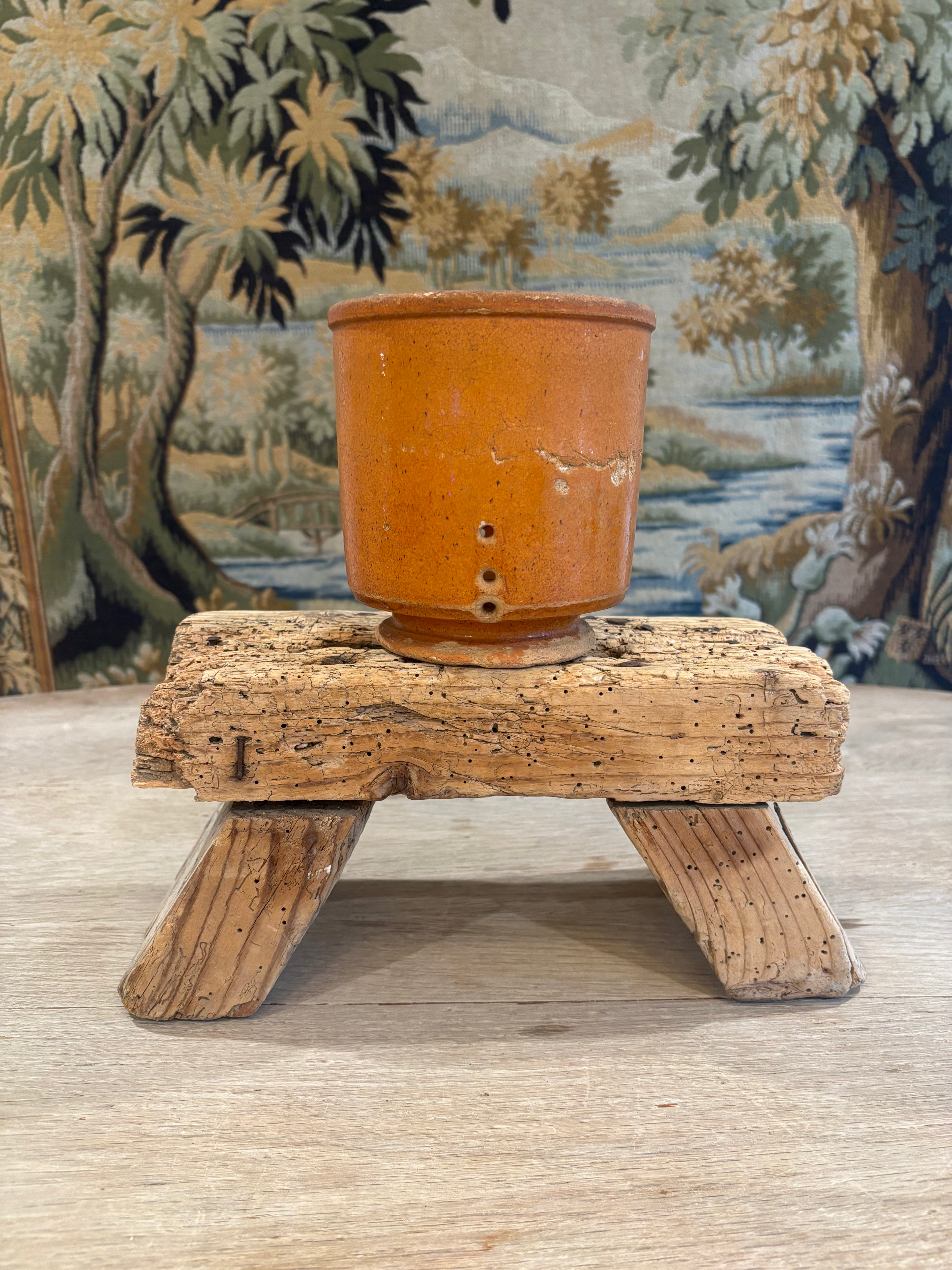 Antique French Glazed Pedestal Faisselle