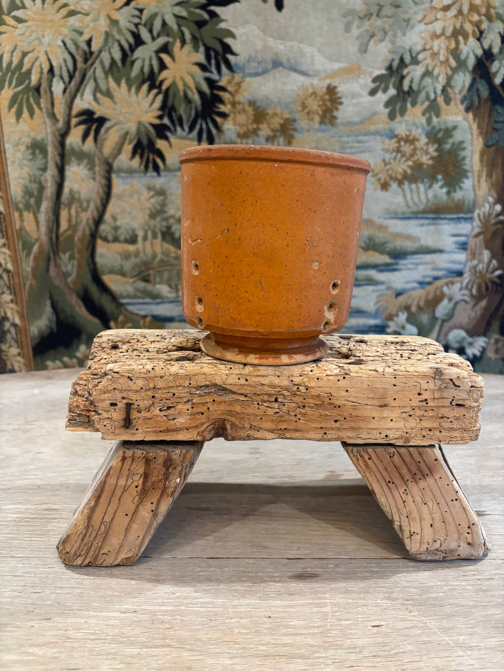 Antique French Glazed Pedestal Faisselle