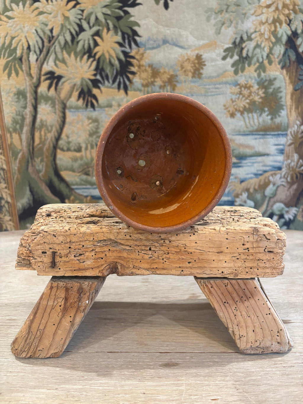 Antique French Glazed Pedestal Faisselle