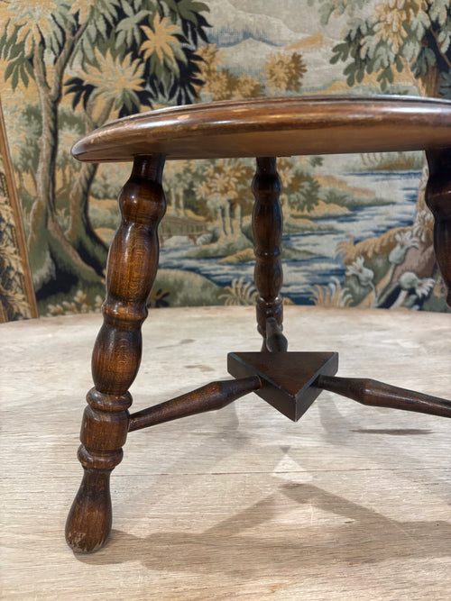 Vintage French Turned Wood Stool