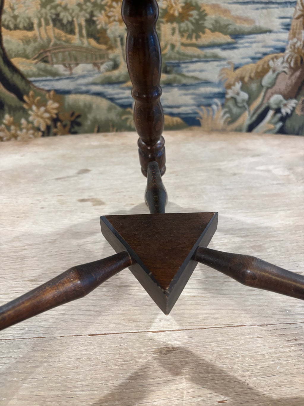 Vintage French Turned Wood Stool