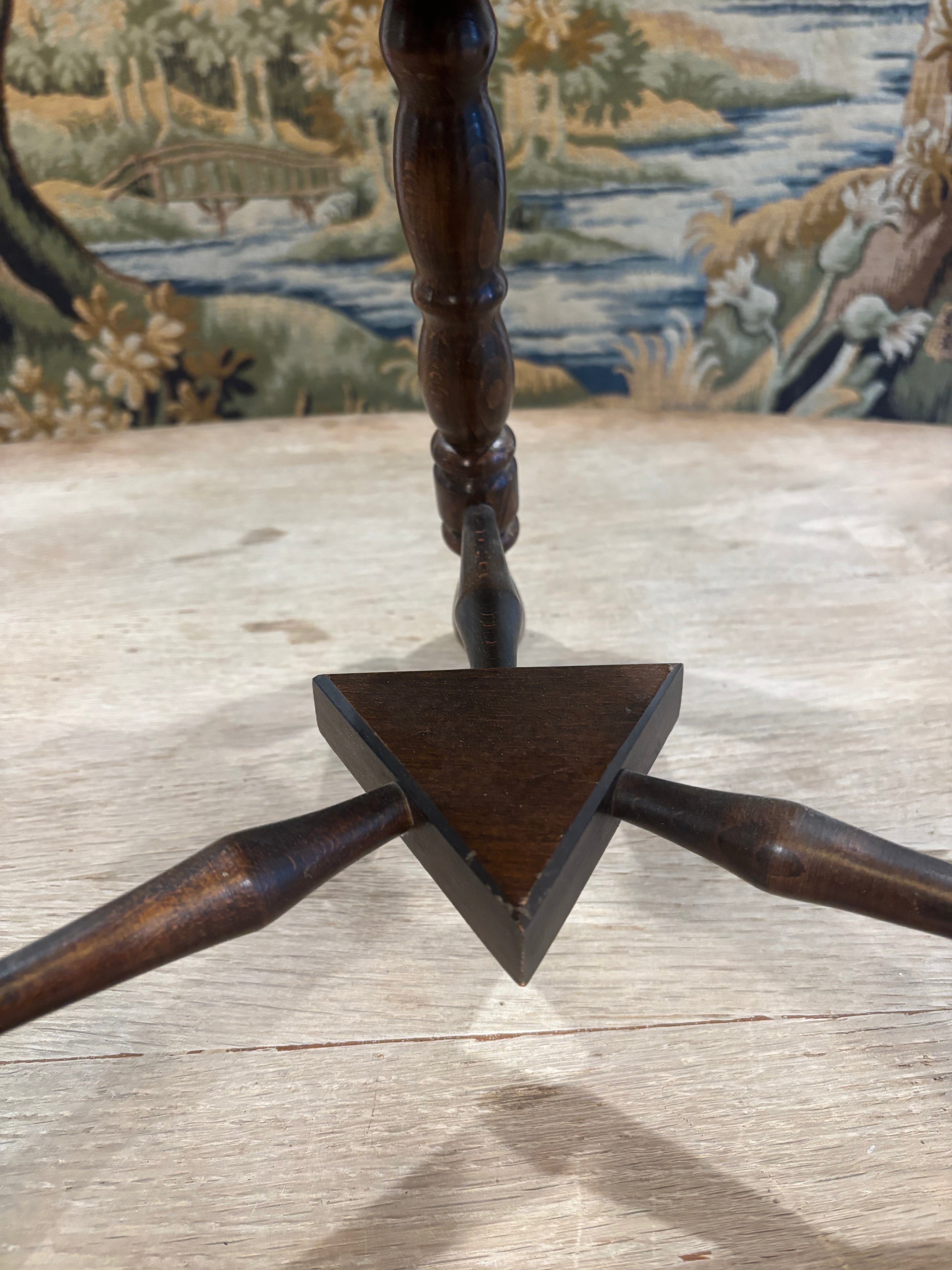 Vintage French Turned Wood Stool