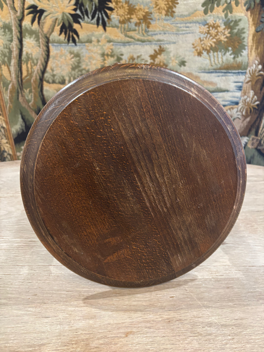 Vintage French Turned Wood Stool