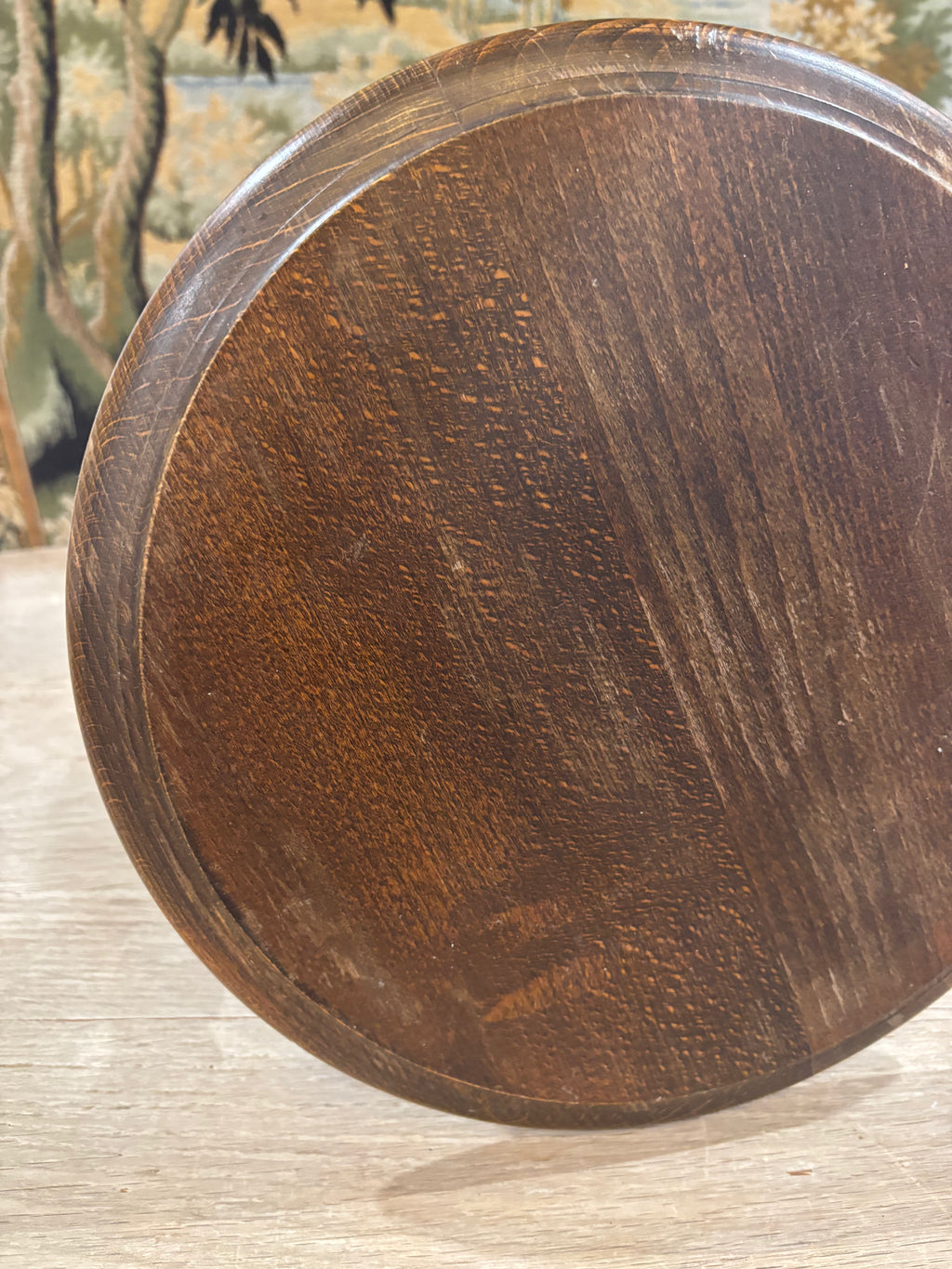 Vintage French Turned Wood Stool