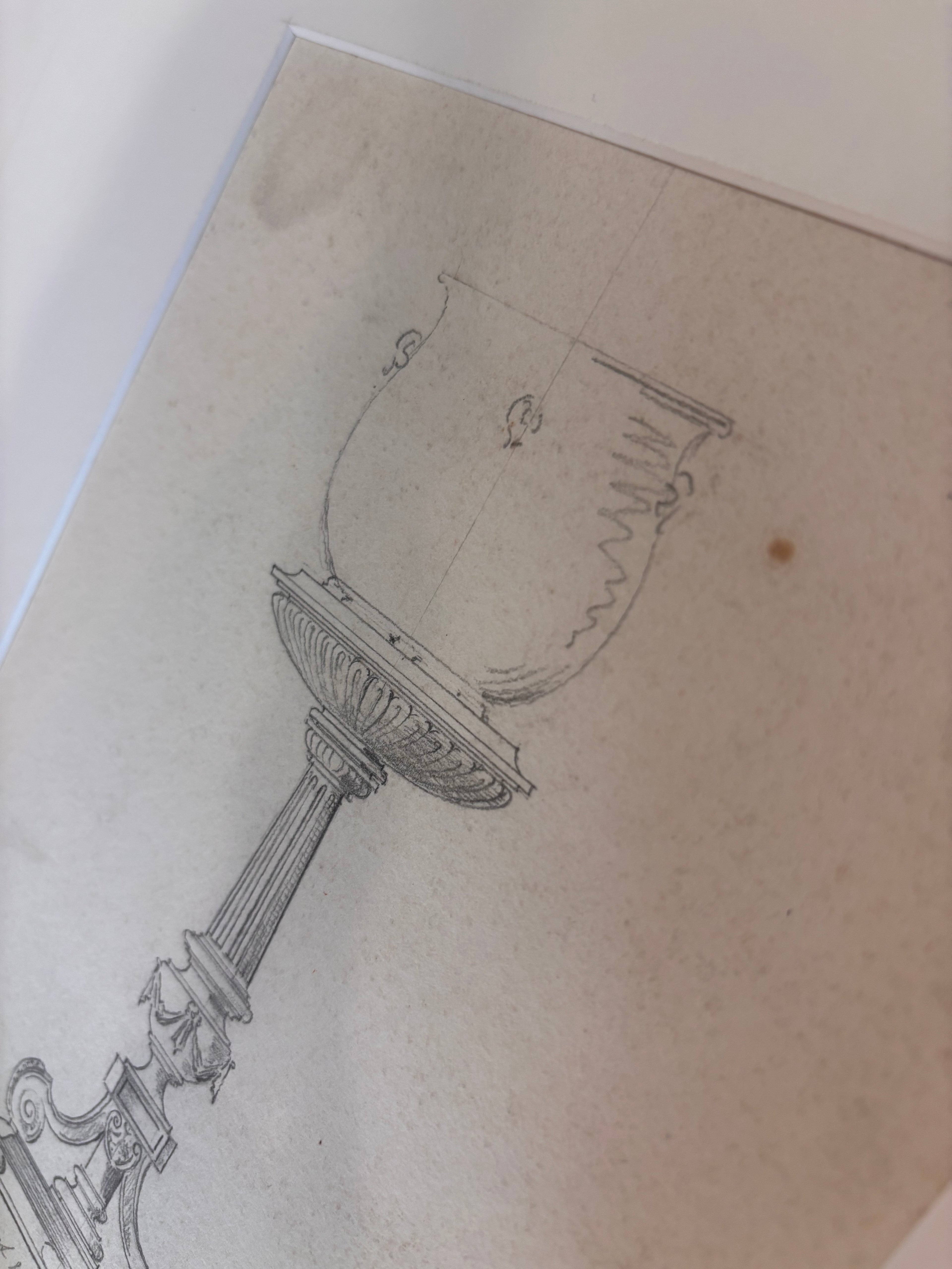 Antique French Louis XIV Atelier Design Drawing