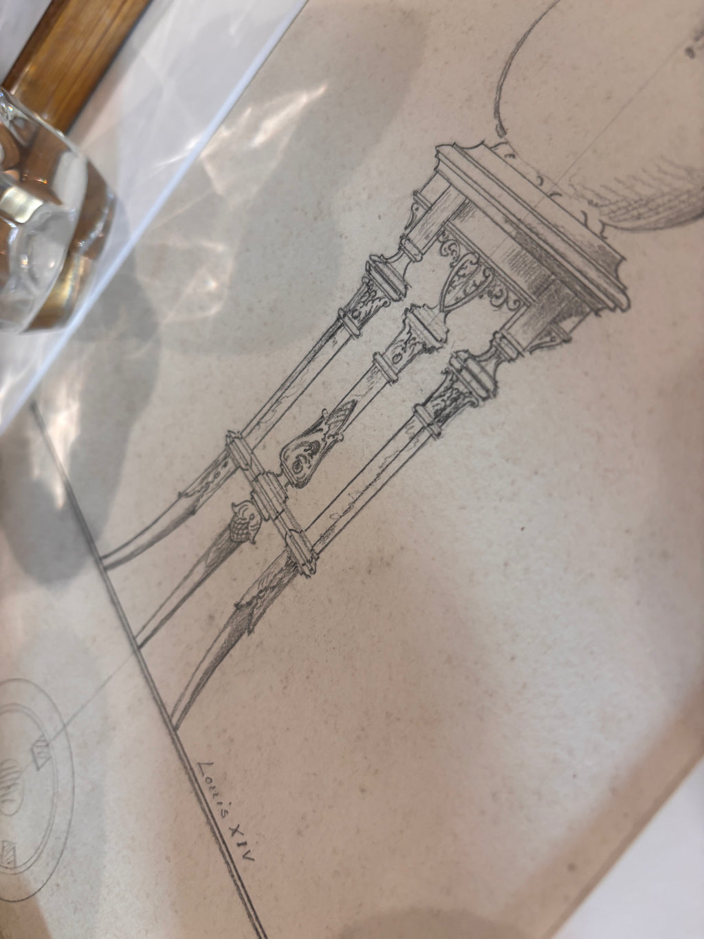 Antique French Louis XIII Atelier Design Drawing
