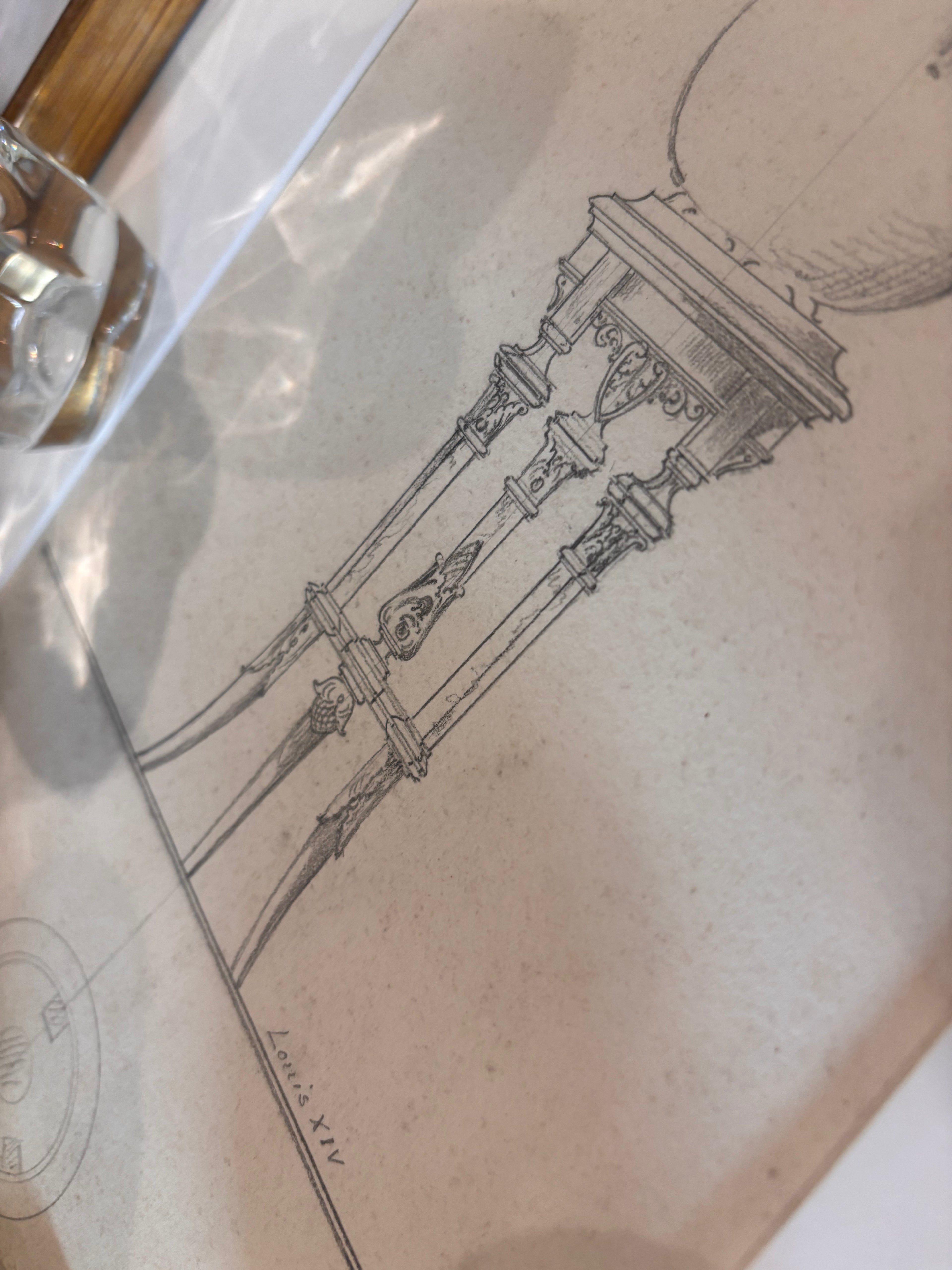 Antique French Louis XIII Atelier Design Drawing
