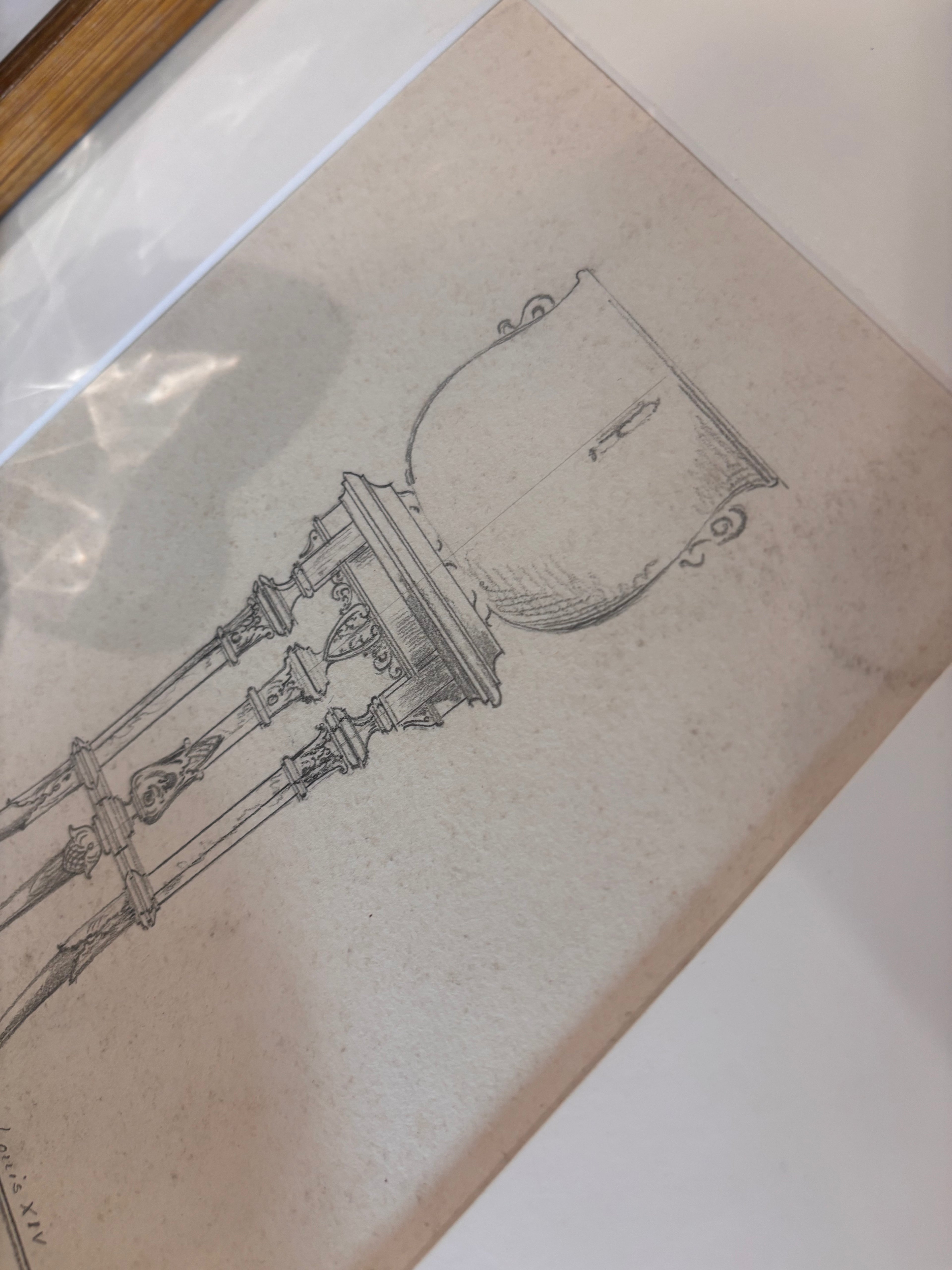 Antique French Louis XIII Atelier Design Drawing