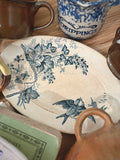 Antique French Choisy-le-Roi Stained Bird Ironstone Platter