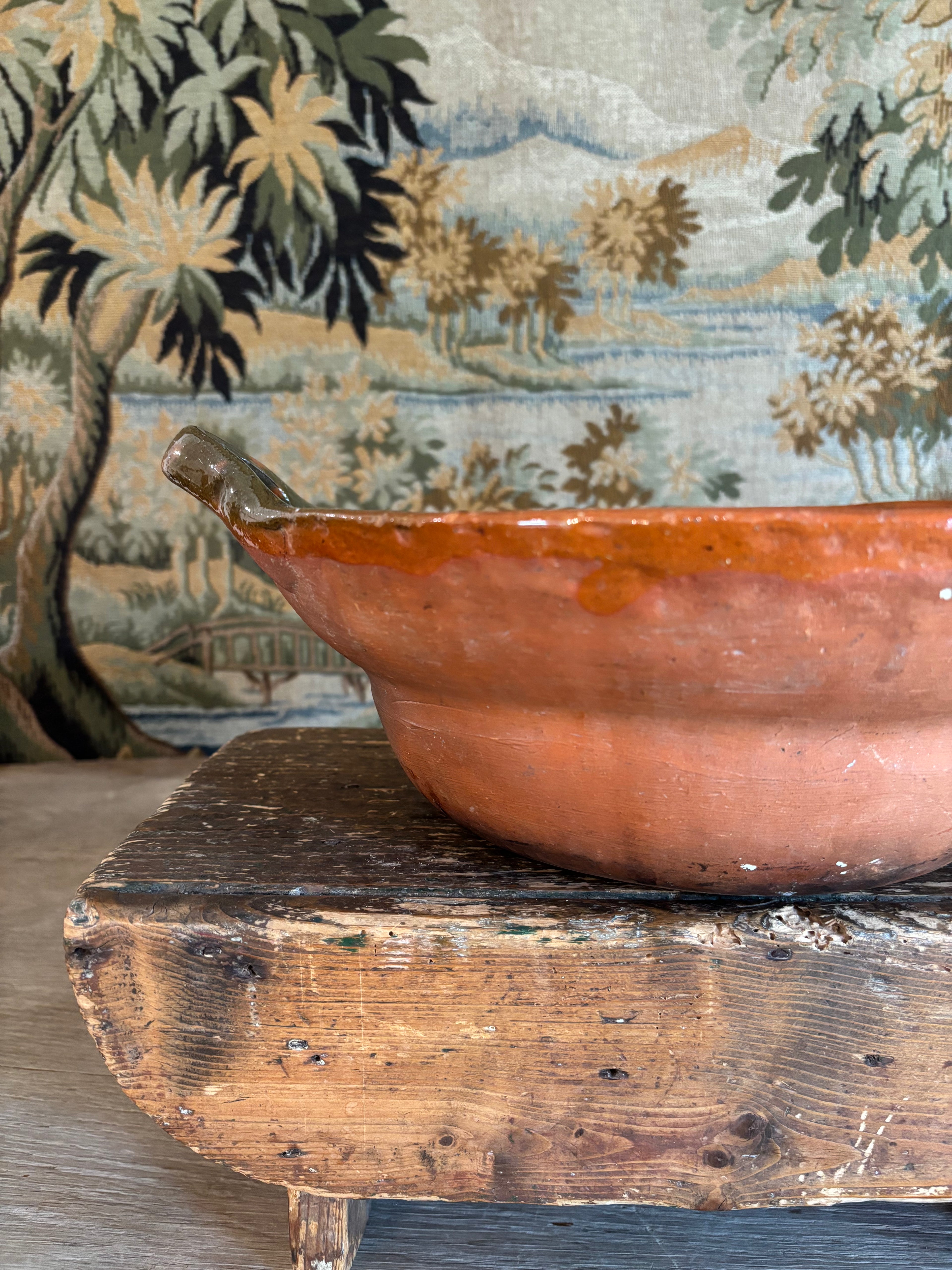 Vintage Mexican Terracotta Cazuela de Barro Cooking Vessel