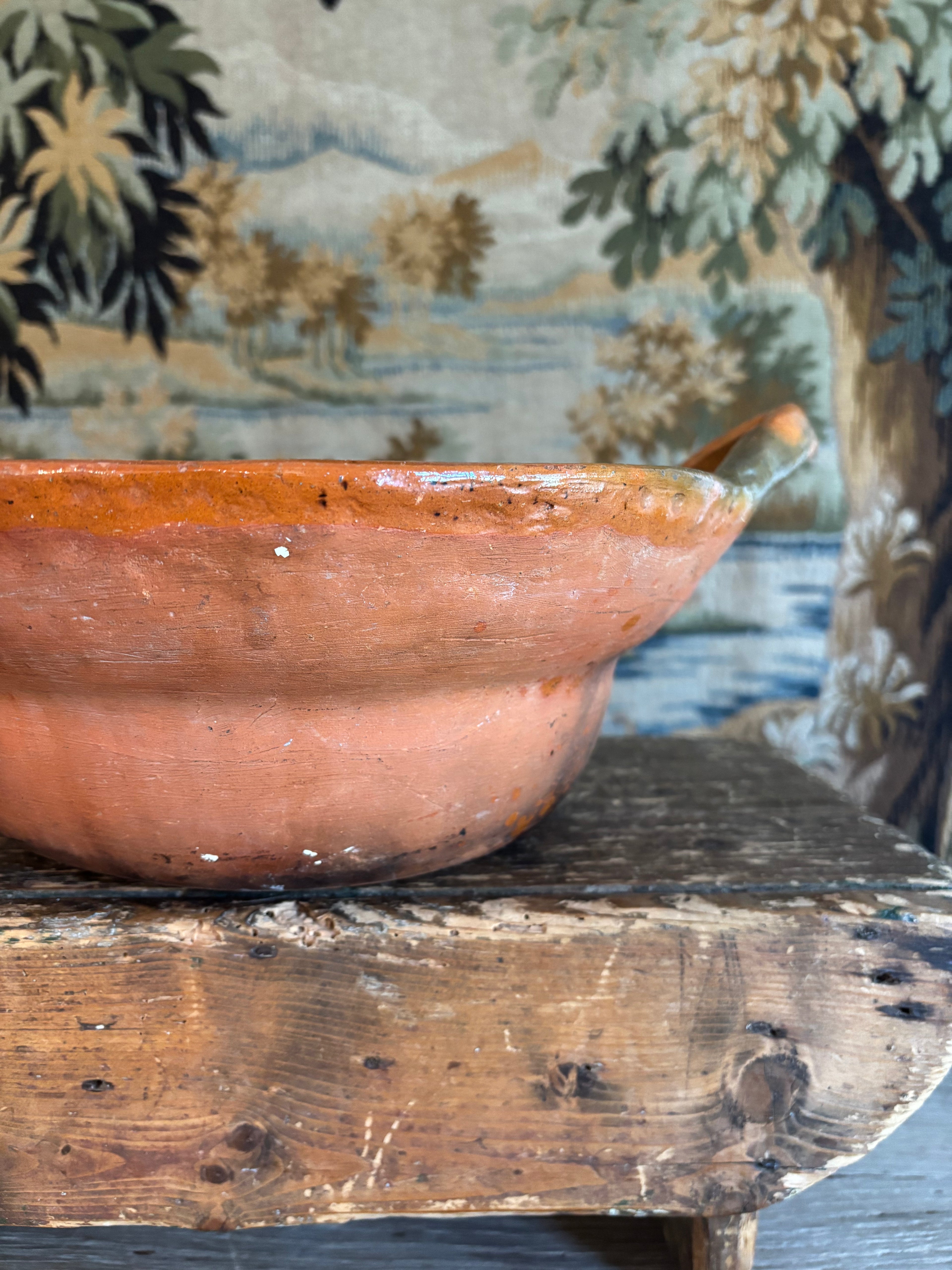 Vintage Mexican Terracotta Cazuela de Barro Cooking Vessel