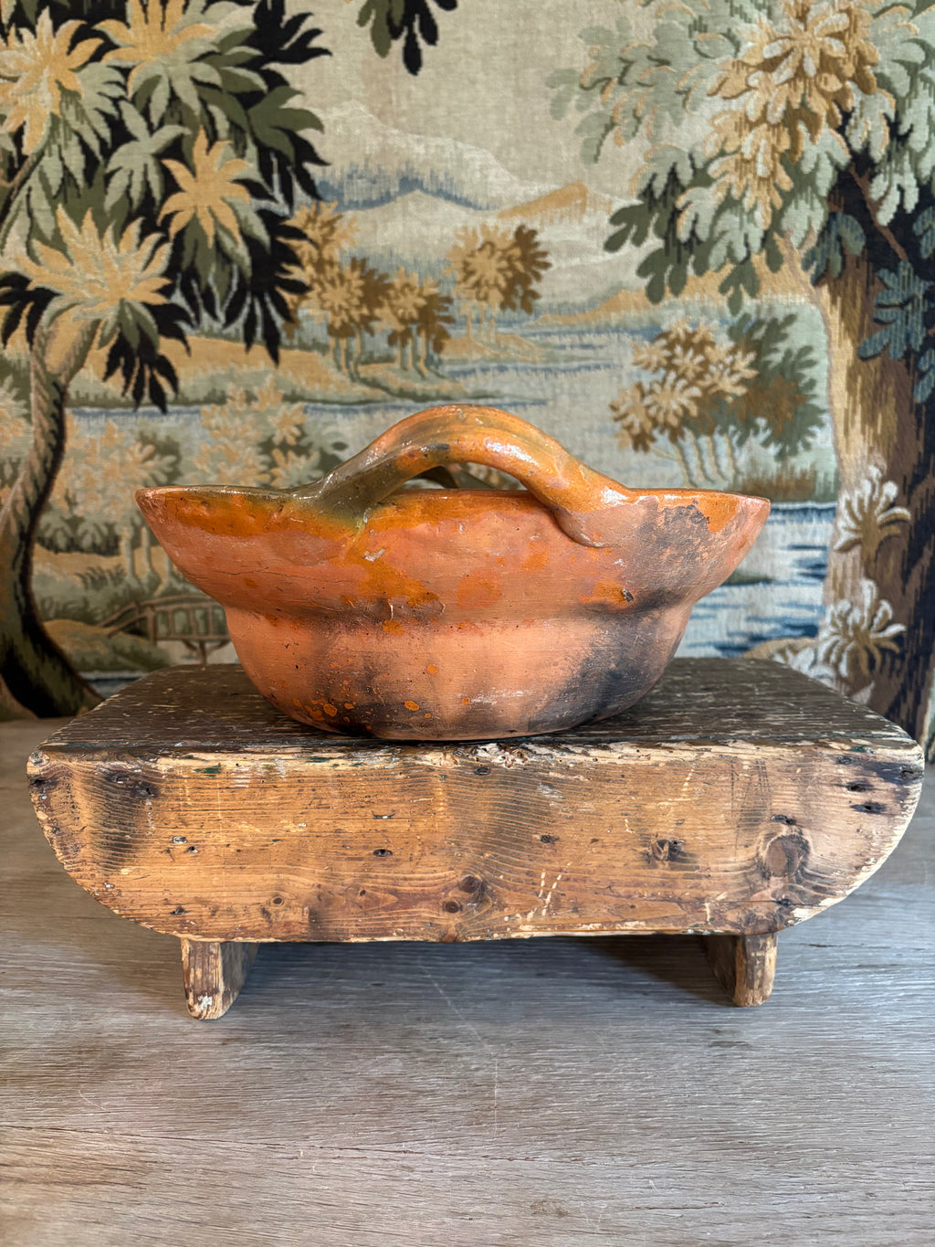 Vintage Mexican Terracotta Cazuela de Barro Cooking Vessel