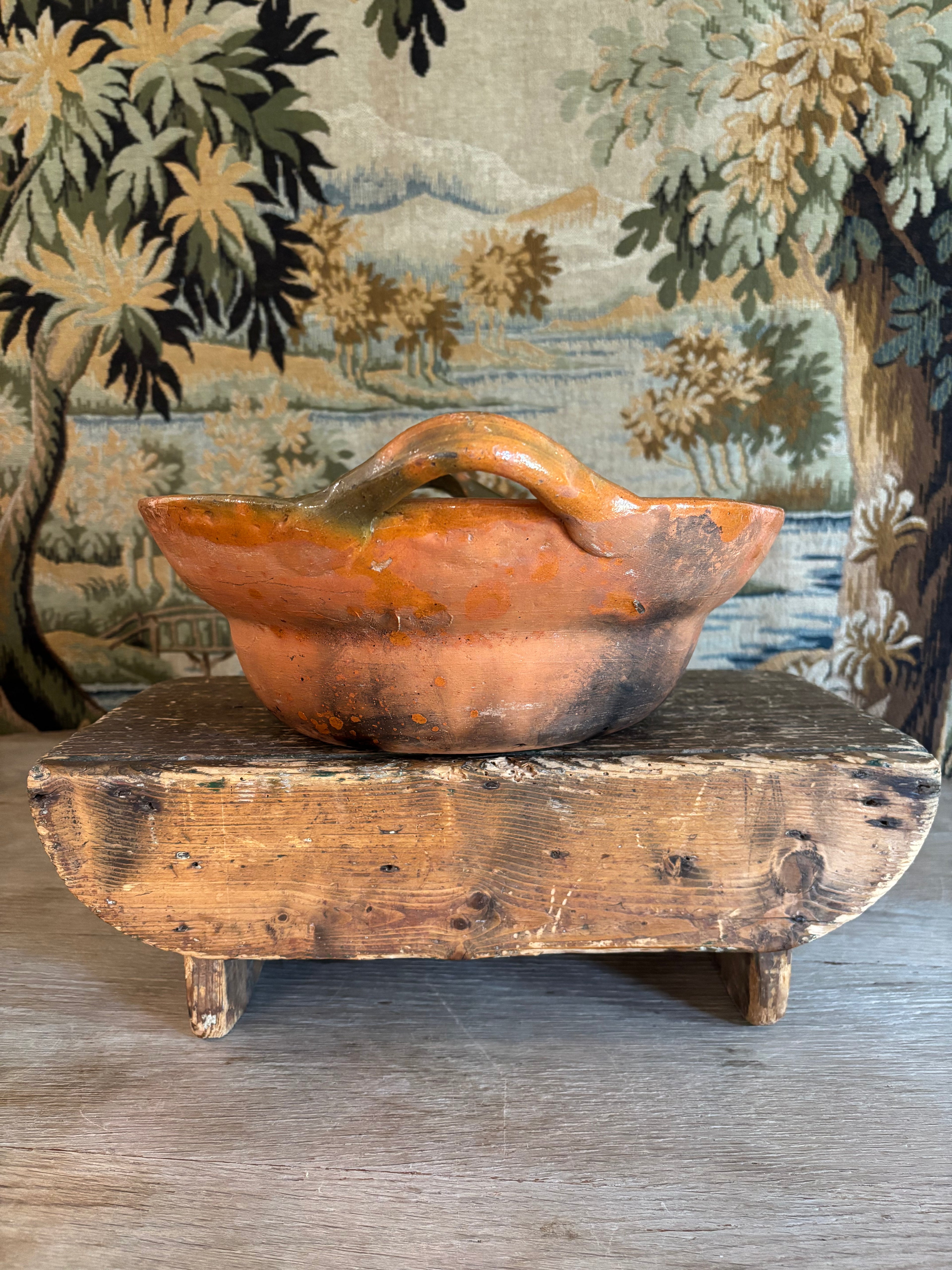 Vintage Mexican Terracotta Cazuela de Barro Cooking Vessel
