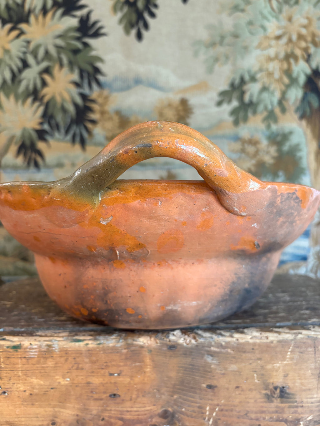 Vintage Mexican Terracotta Cazuela de Barro Cooking Vessel