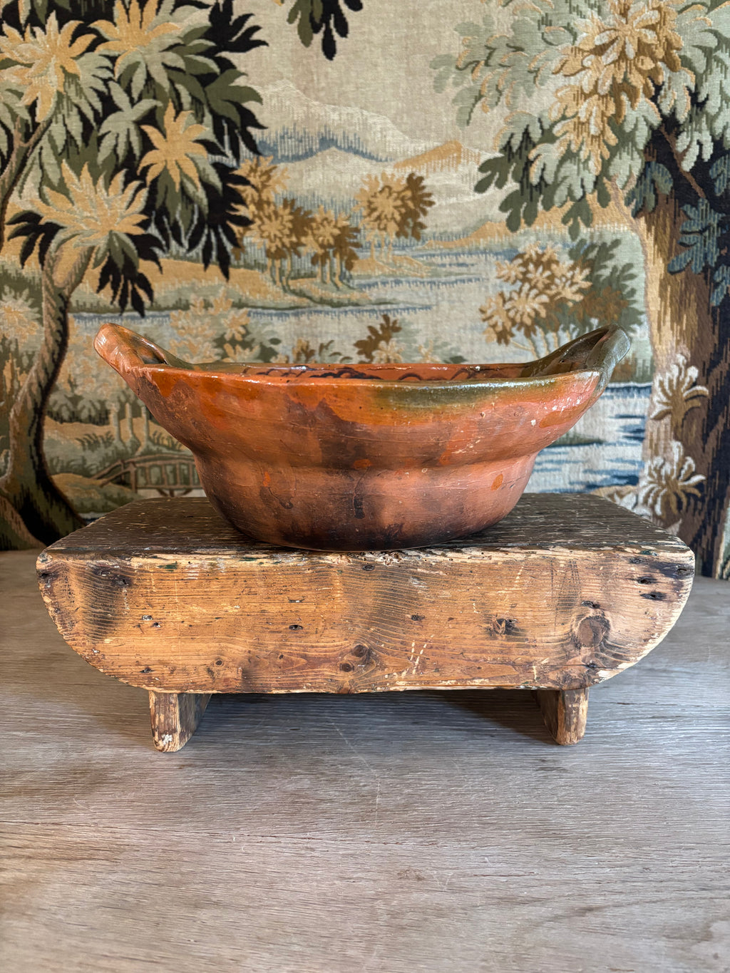 Vintage Mexican Terracotta Cazuela de Barro Cooking Vessel