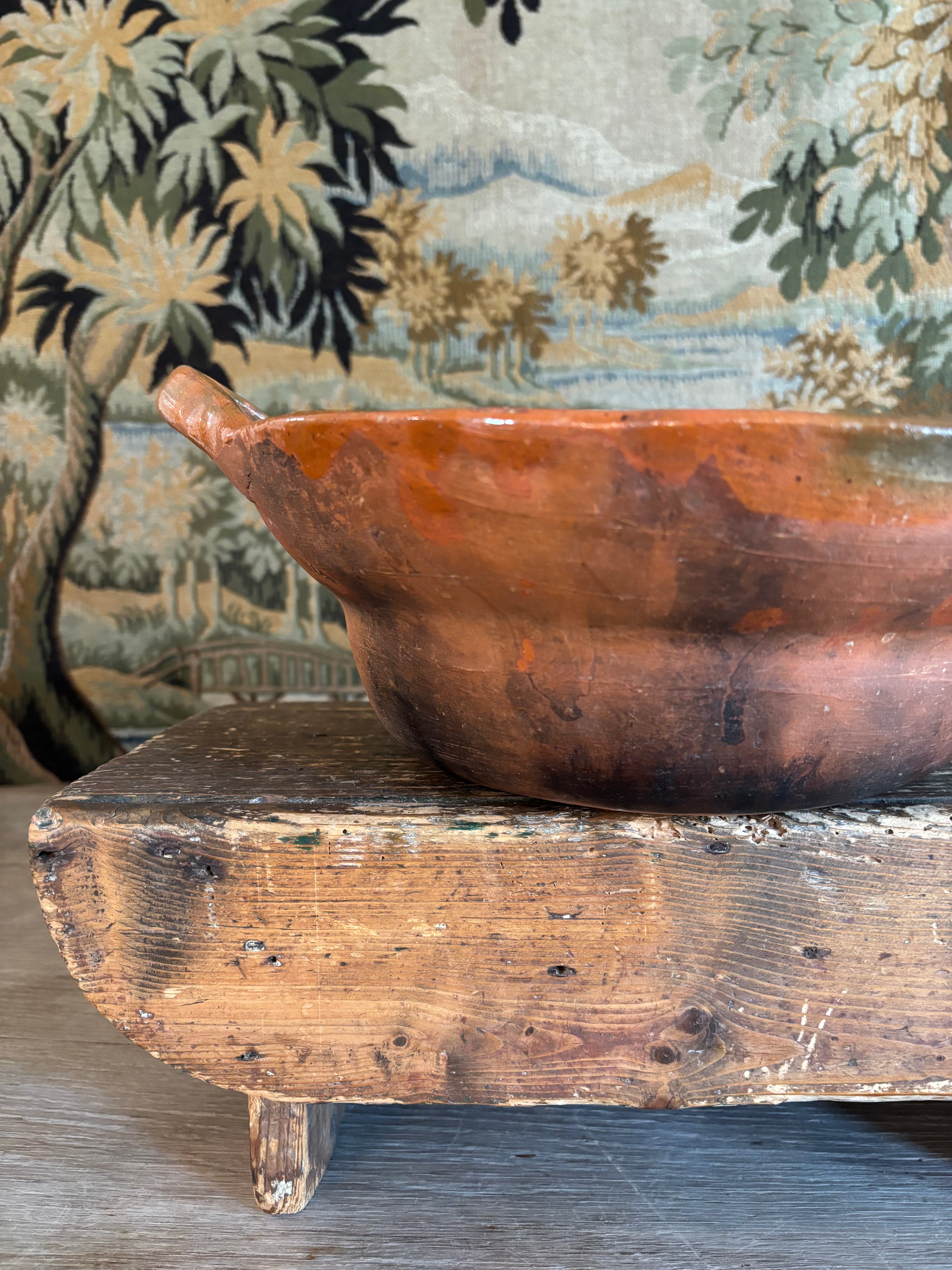 Vintage Mexican Terracotta Cazuela de Barro Cooking Vessel