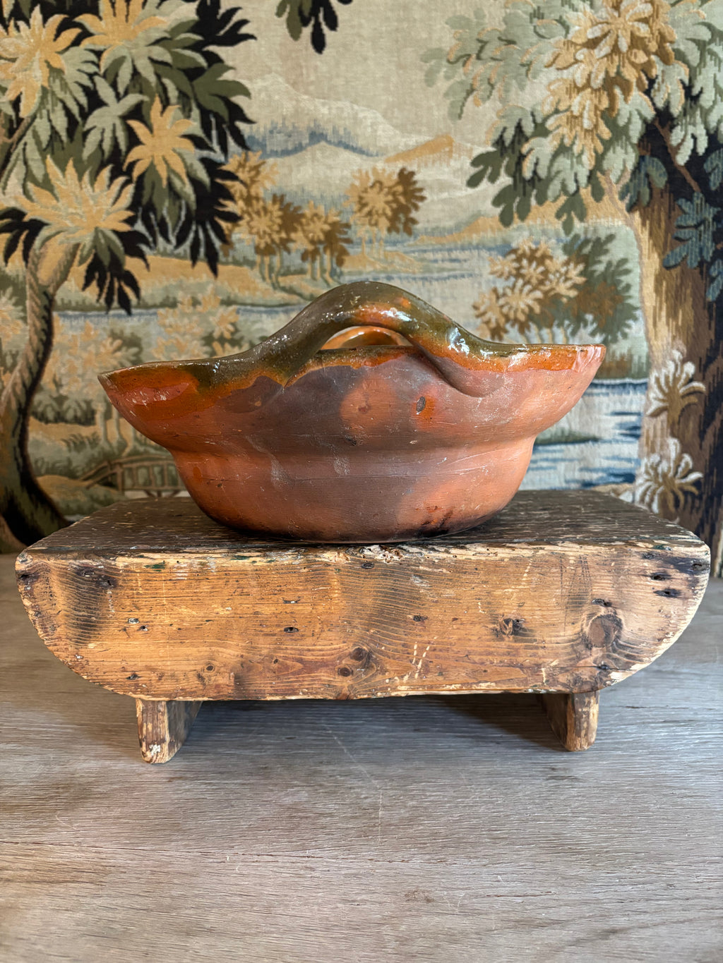 Vintage Mexican Terracotta Cazuela de Barro Cooking Vessel