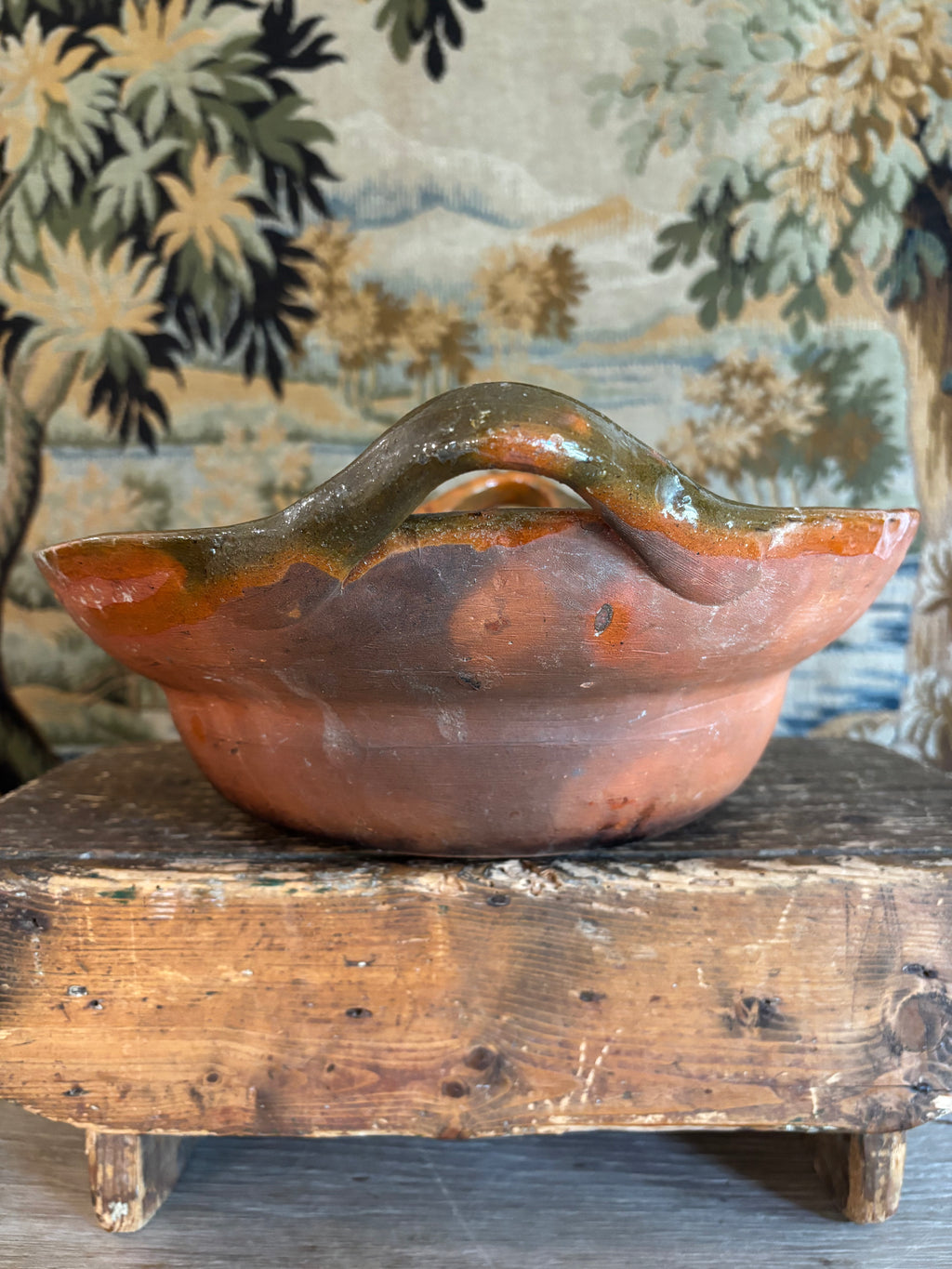 Vintage Mexican Terracotta Cazuela de Barro Cooking Vessel