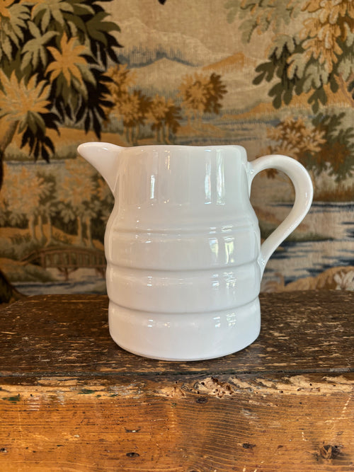 Vintage White Banded Milk Pitcher