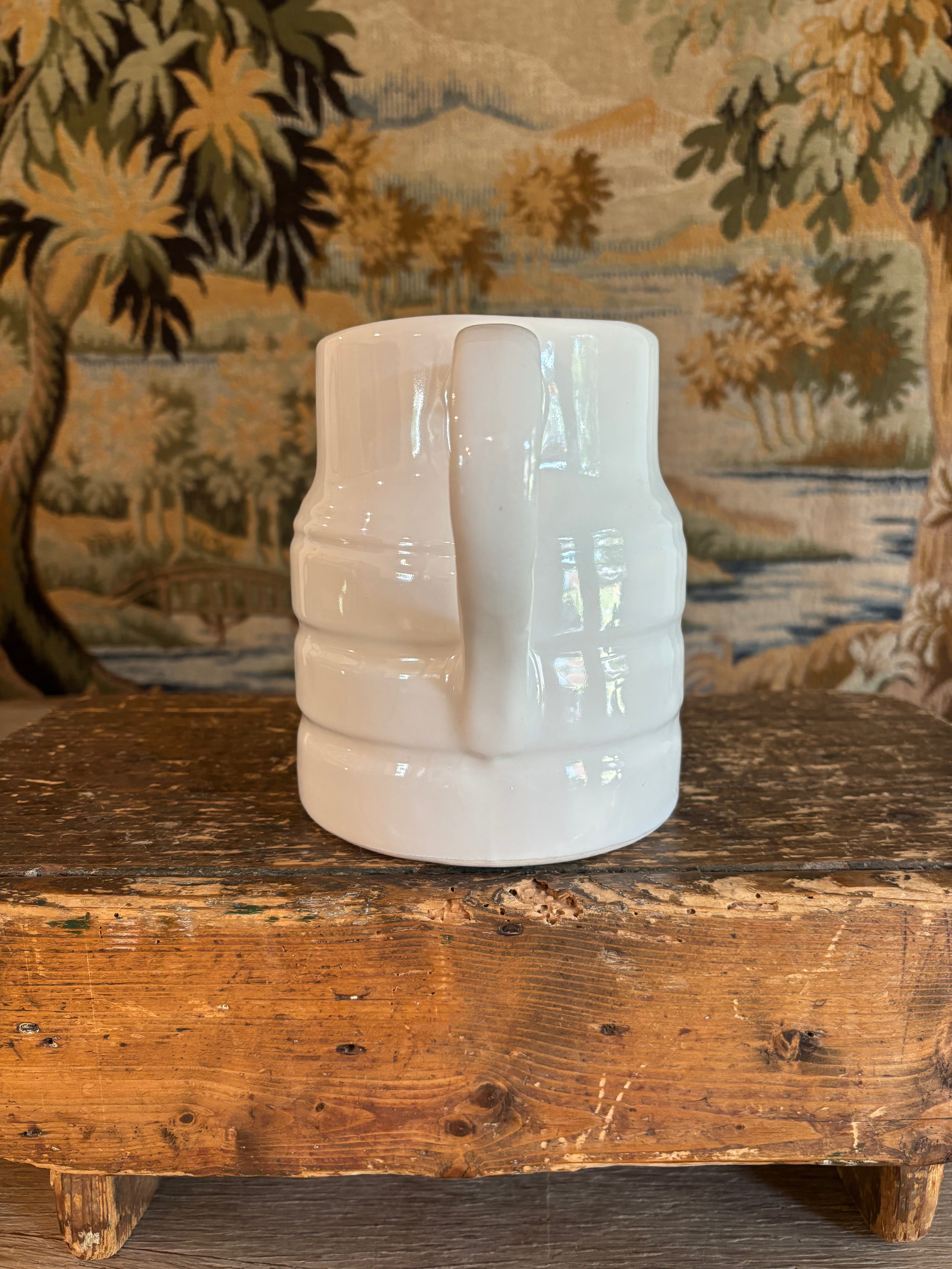 Vintage White Banded Milk Pitcher