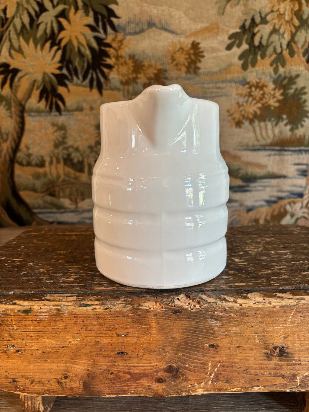 Vintage White Banded Milk Pitcher