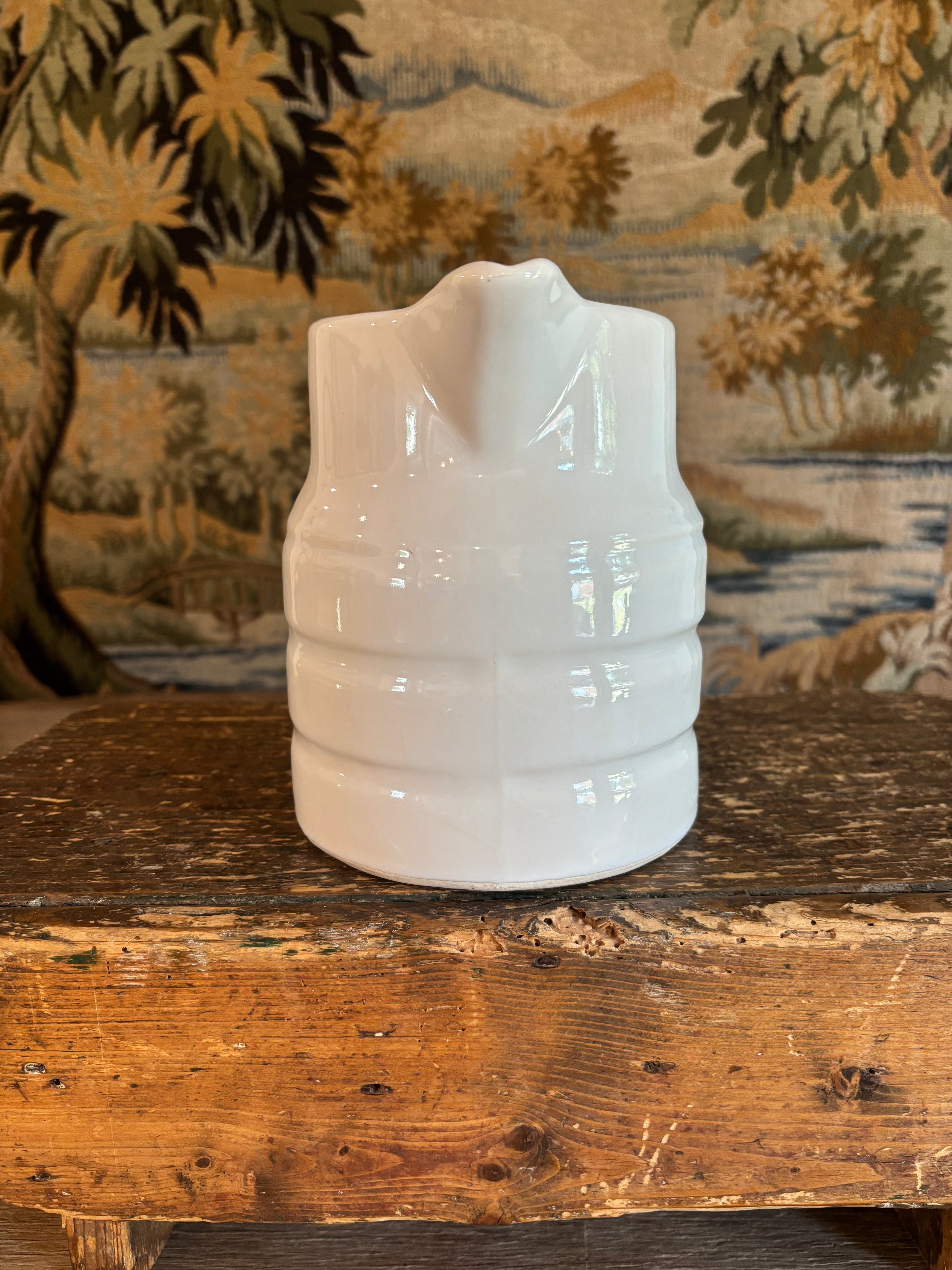 Vintage White Banded Milk Pitcher