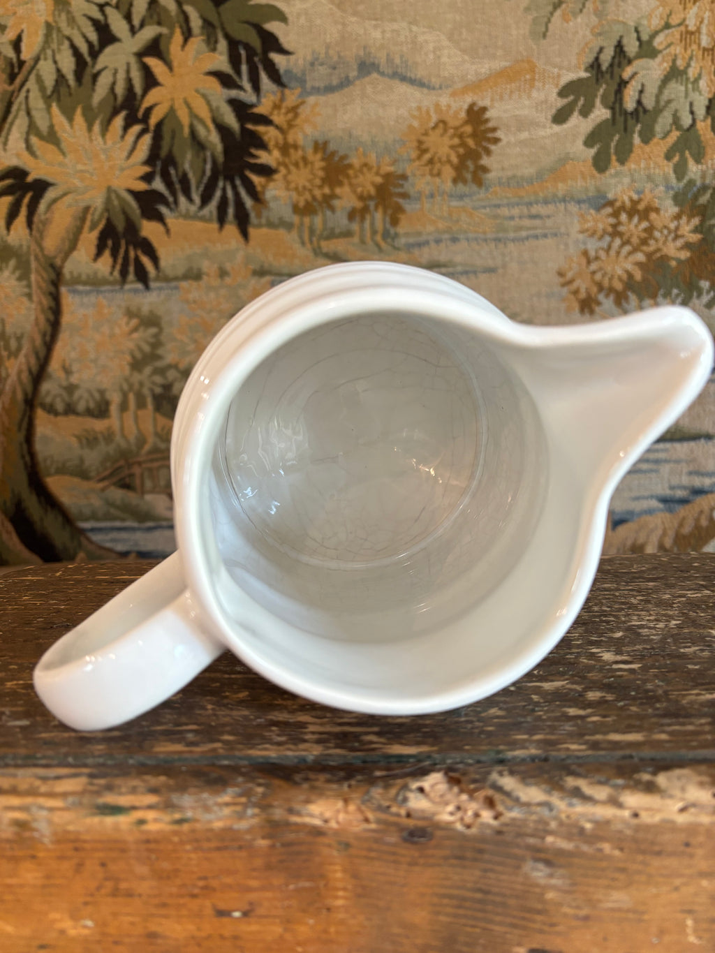 Vintage White Banded Milk Pitcher