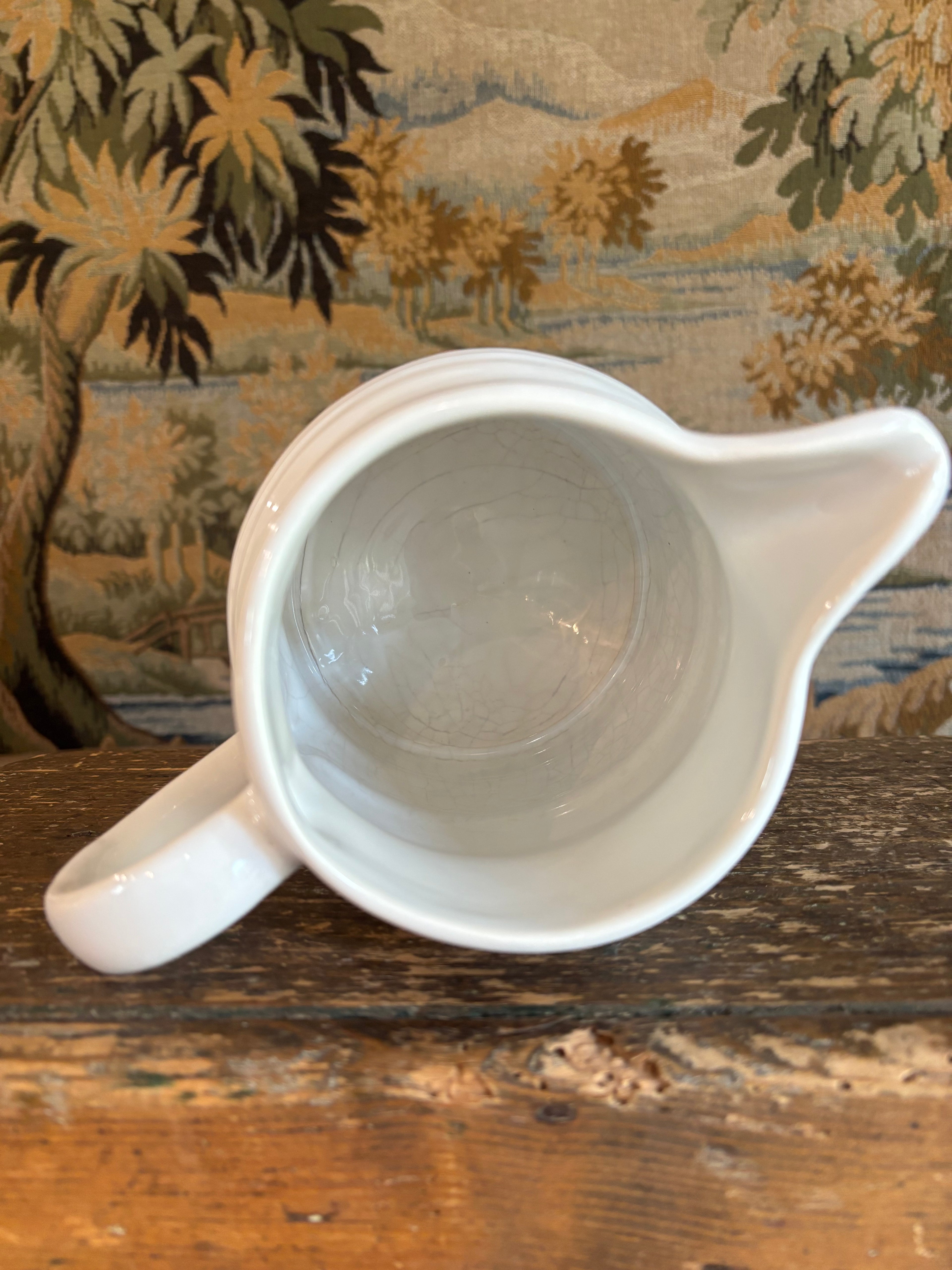 Vintage White Banded Milk Pitcher