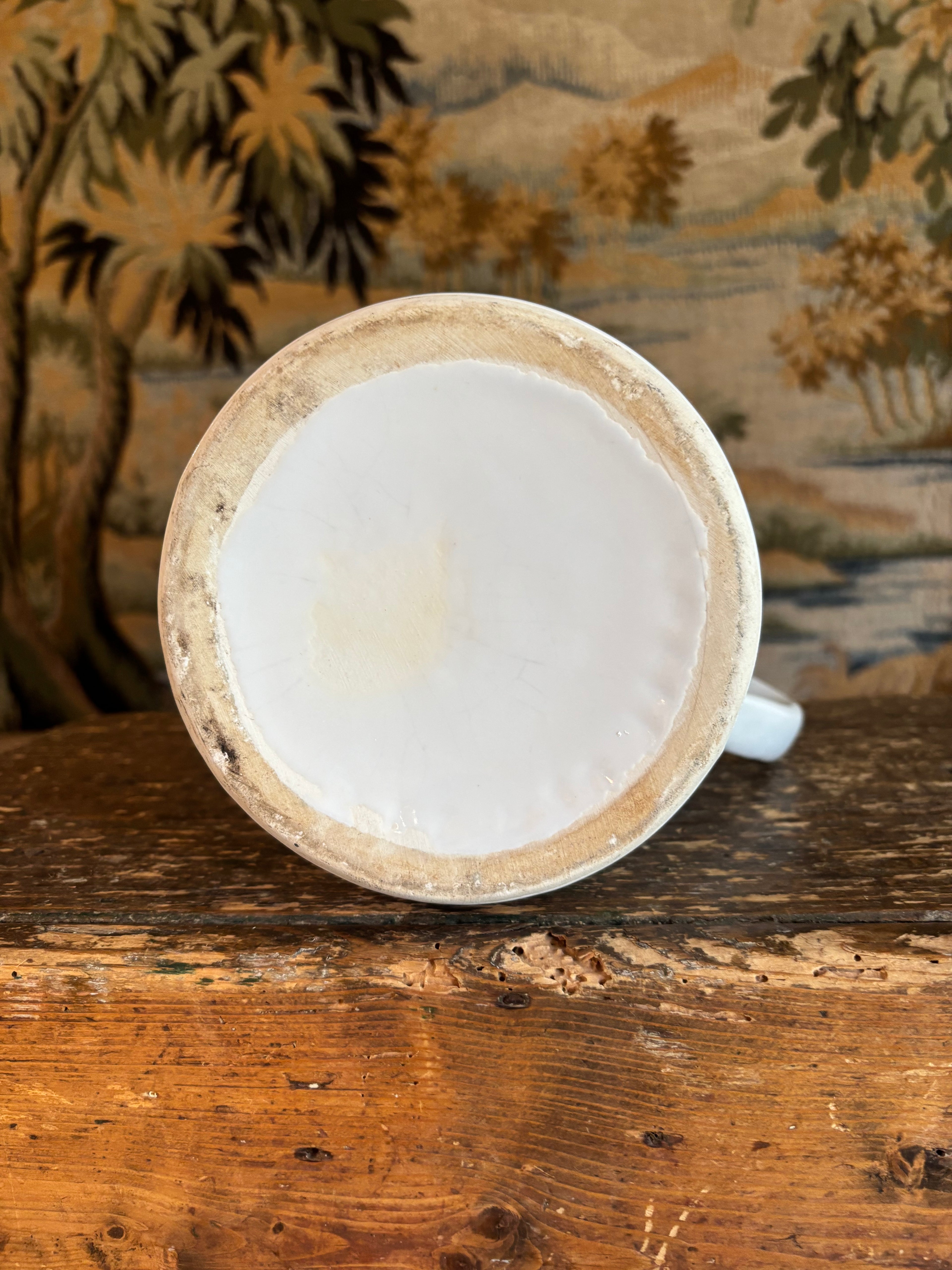 Vintage White Banded Milk Pitcher