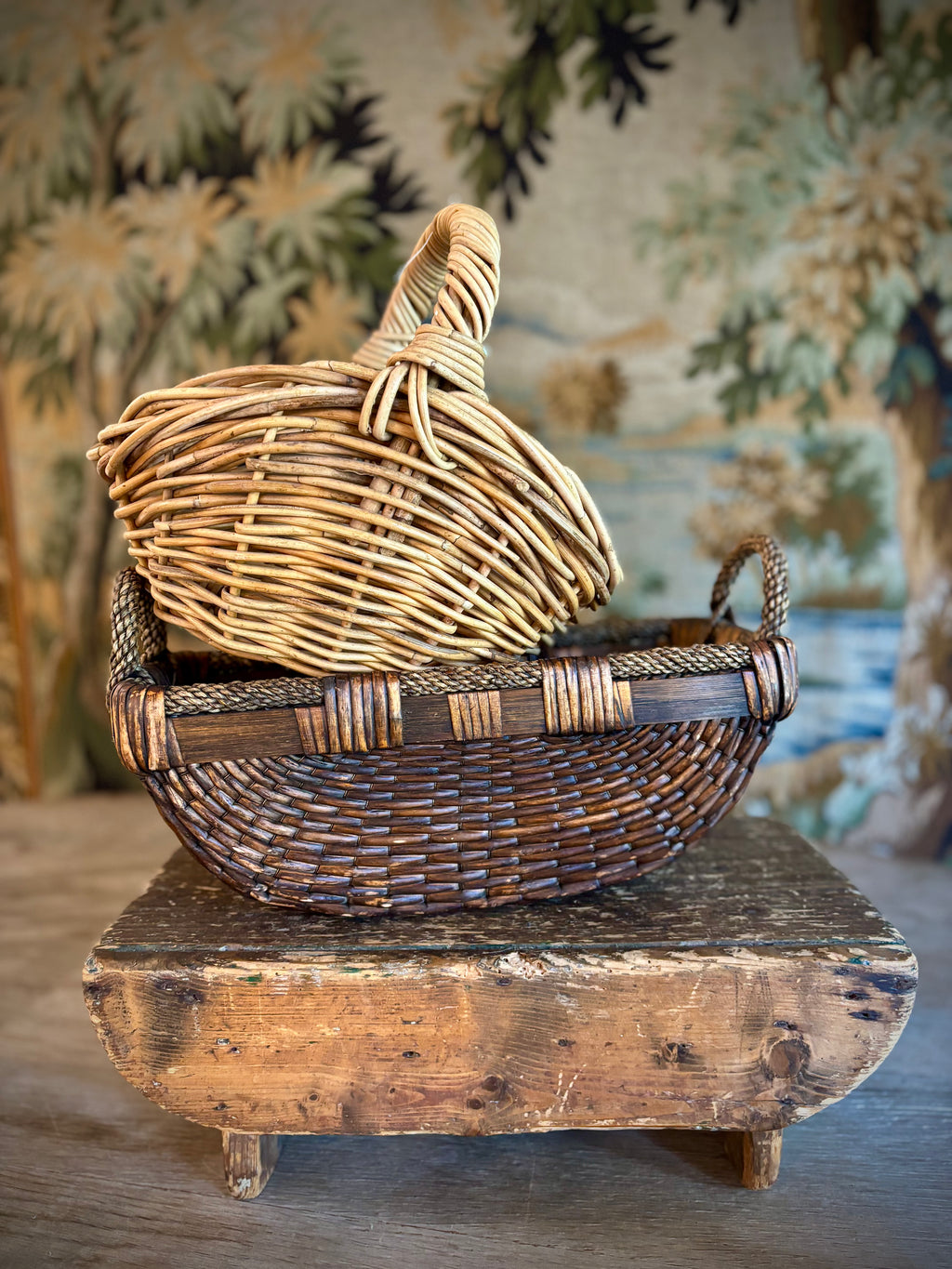 Vintage Wicker Gathering Basket