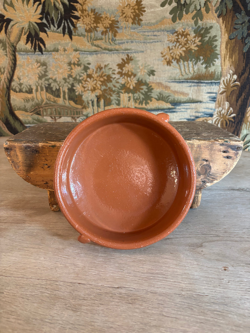 Vintage Glazed Terracotta Cazuela Dish