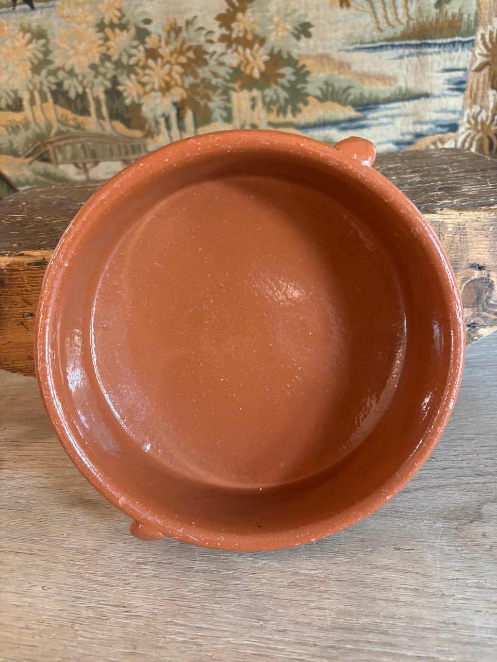 Vintage Glazed Terracotta Cazuela Dish