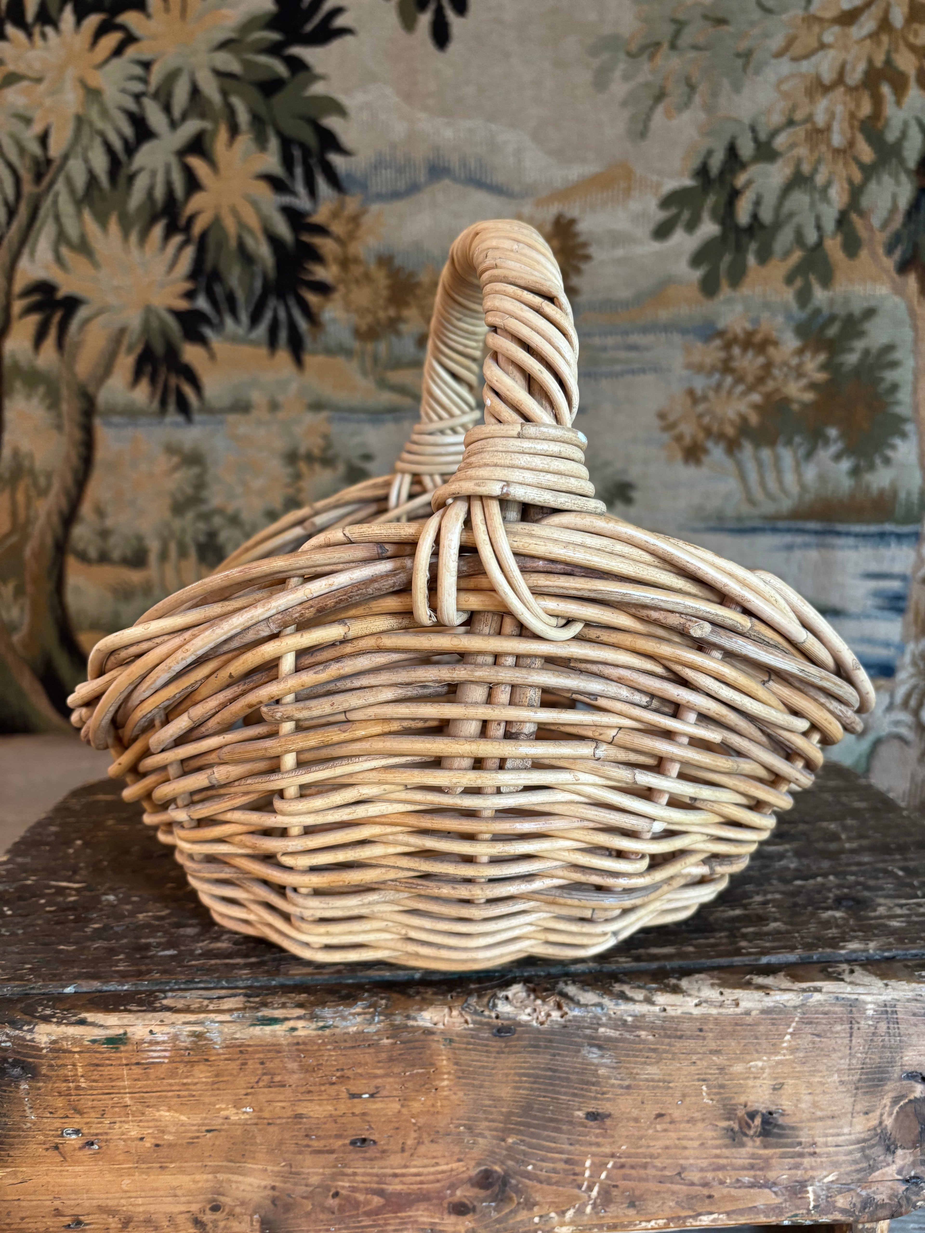 Vintage Wicker Gathering Basket