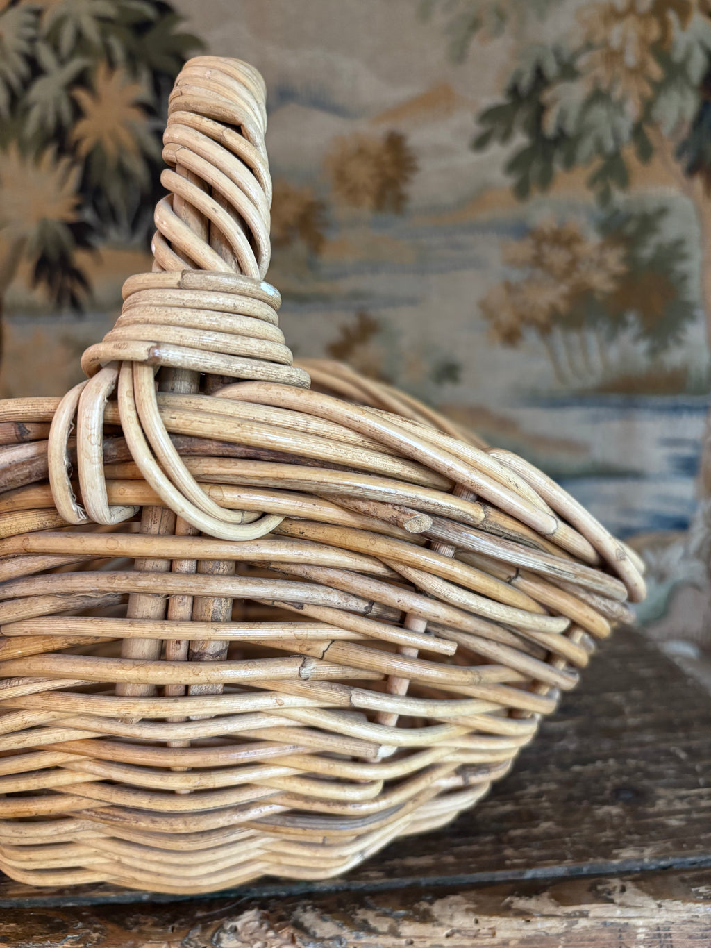 Vintage Wicker Gathering Basket