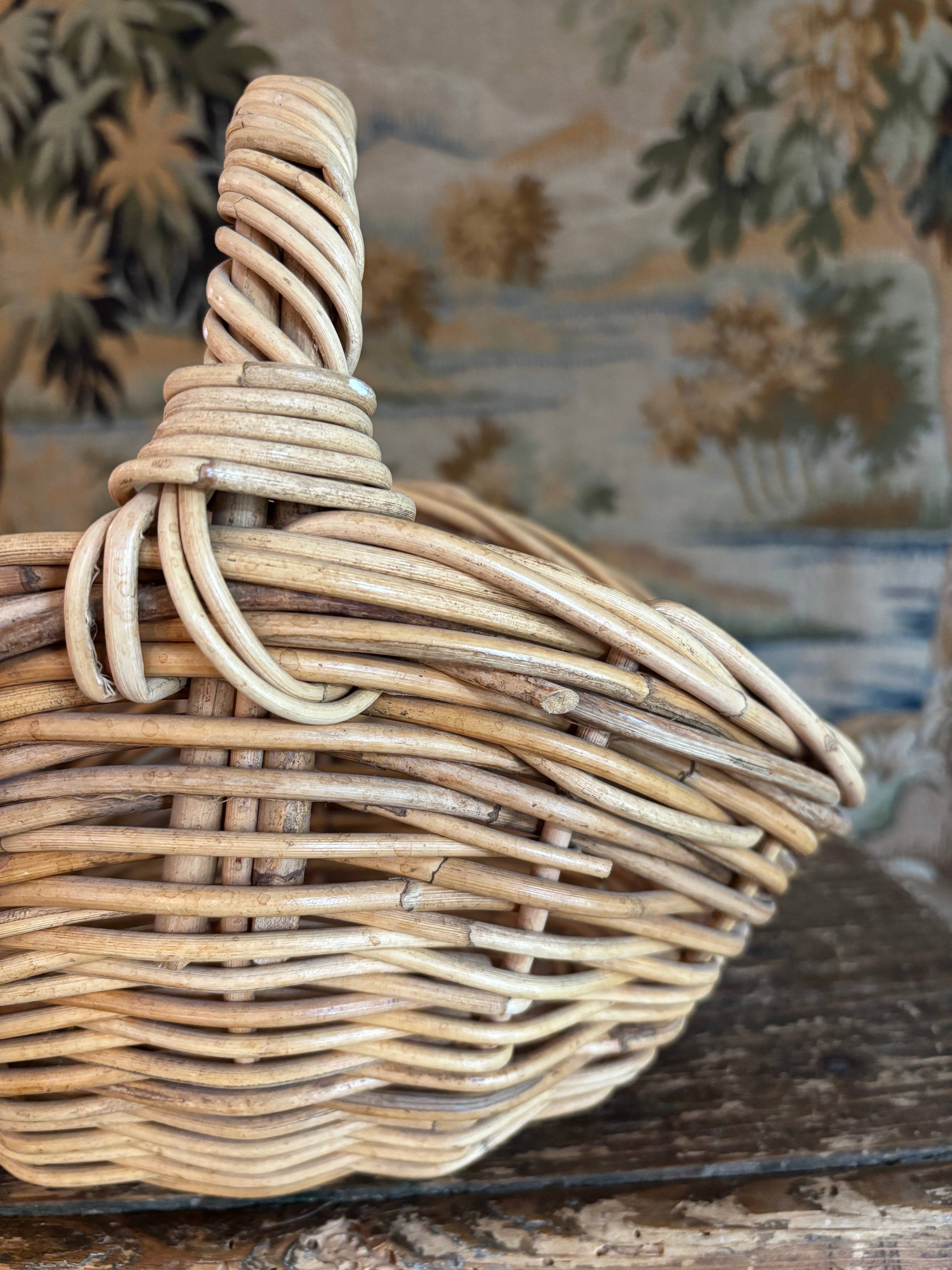 Vintage Wicker Gathering Basket