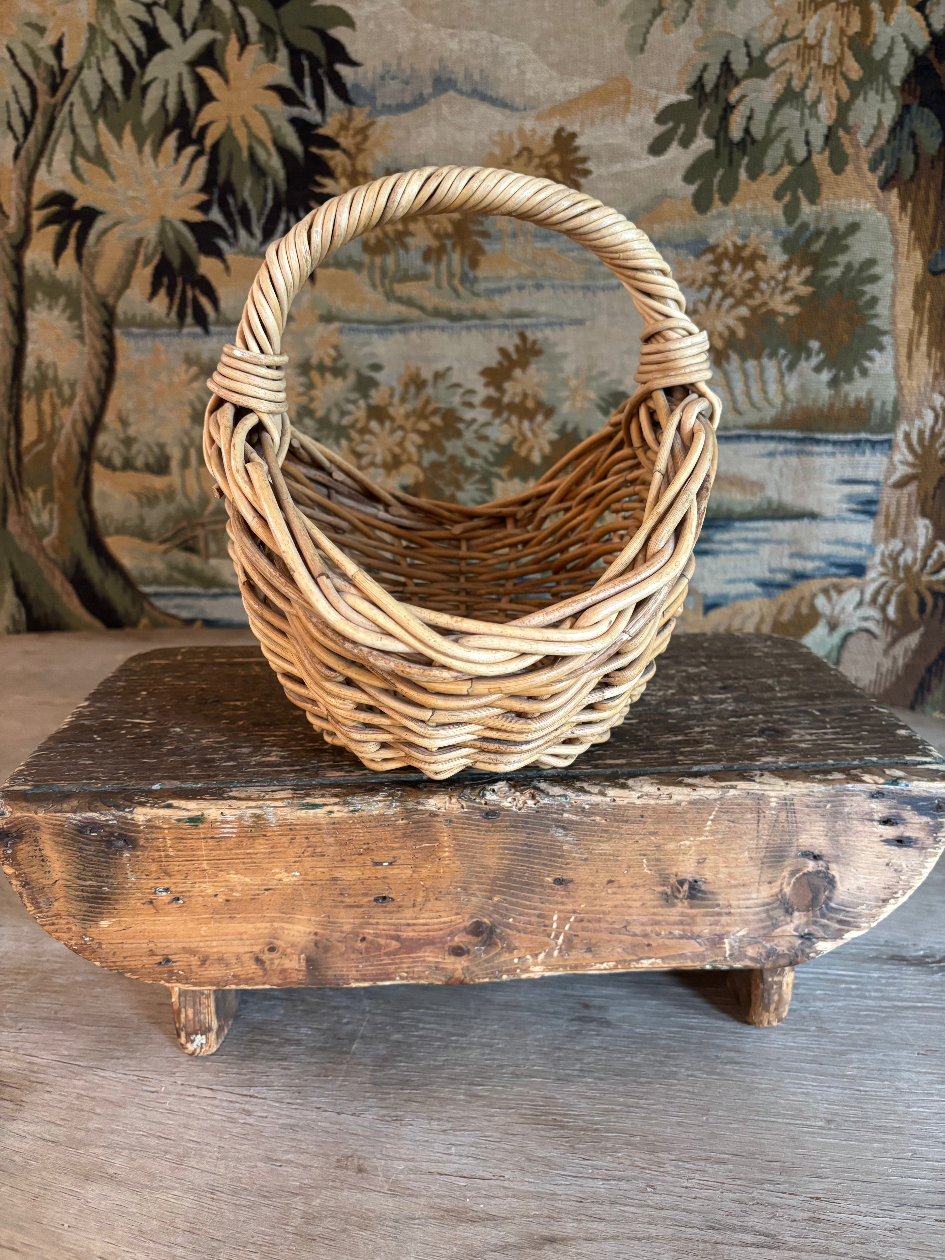 Vintage Wicker Gathering Basket