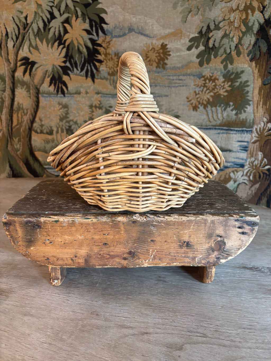 Vintage Wicker Gathering Basket