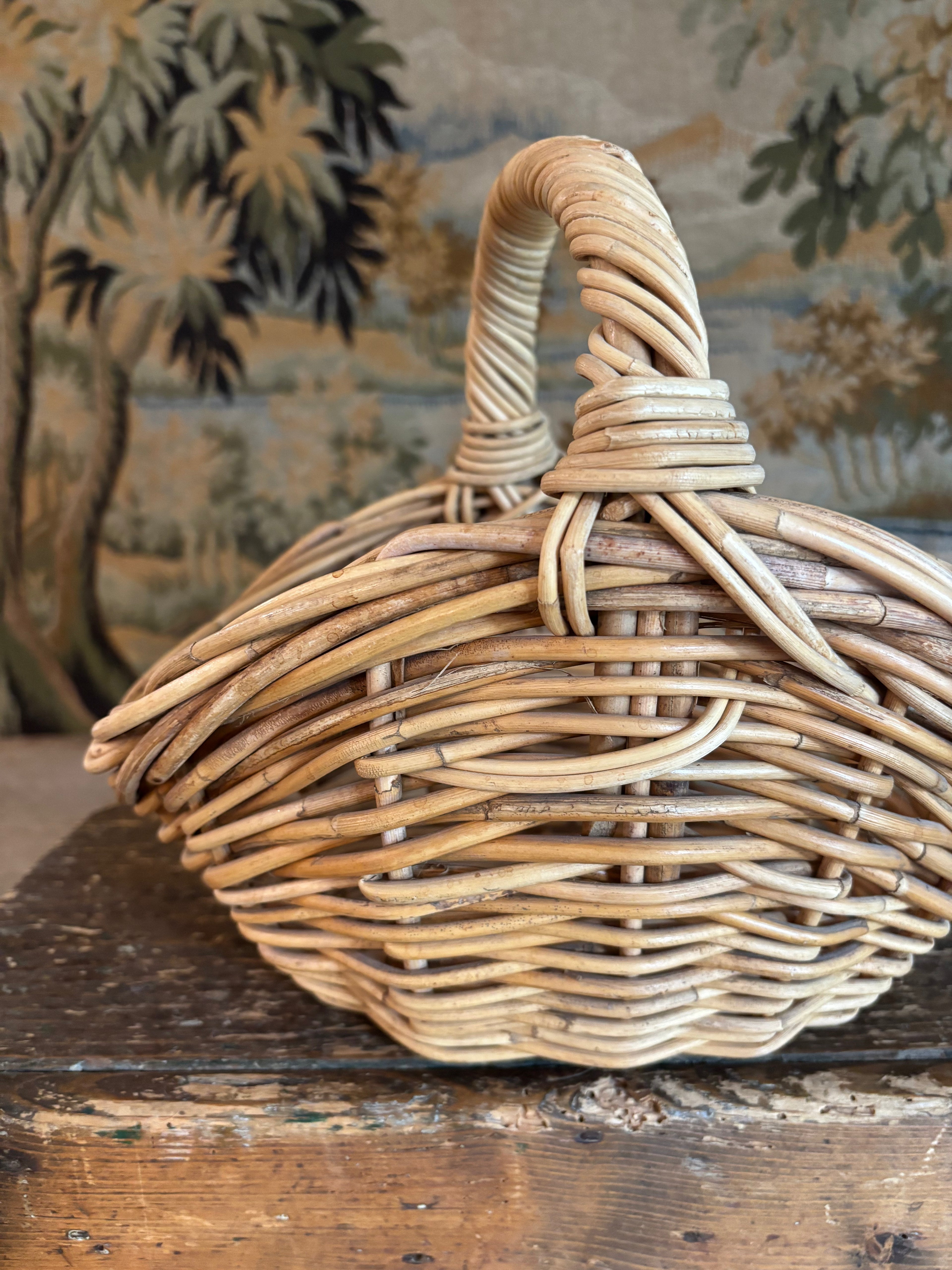 Vintage Wicker Gathering Basket