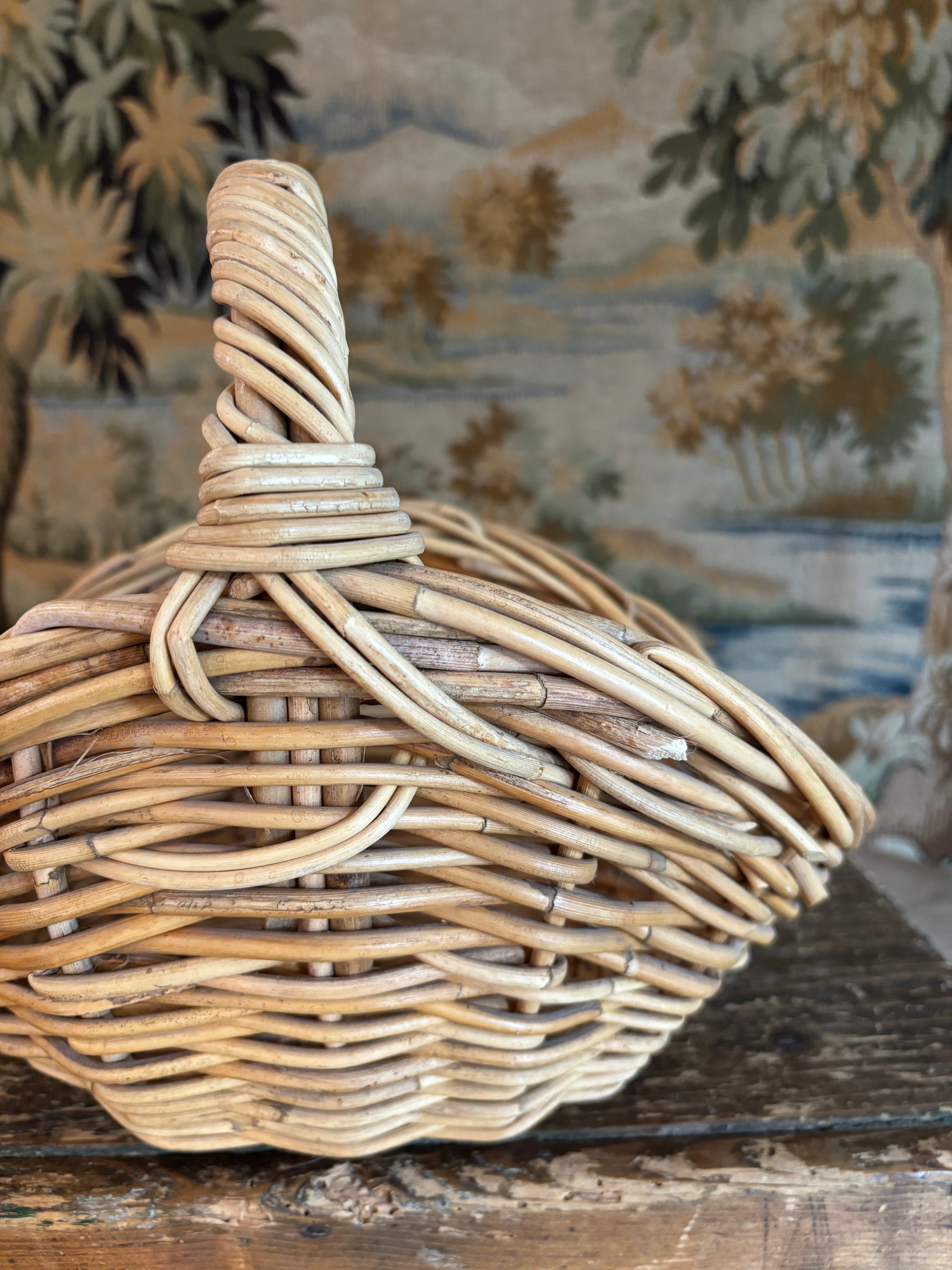 Vintage Wicker Gathering Basket