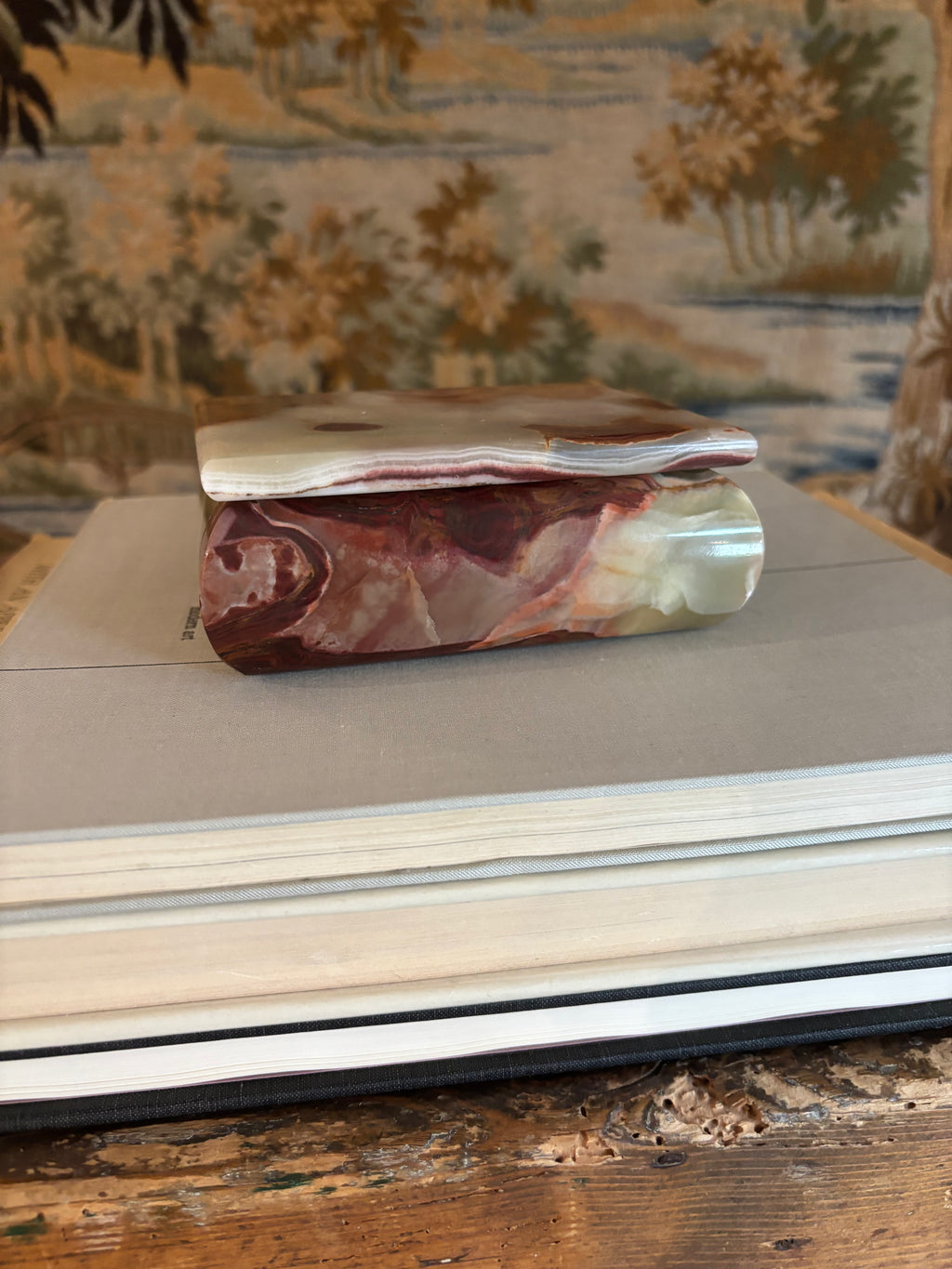Vintage Banded Onyx Trinket Box