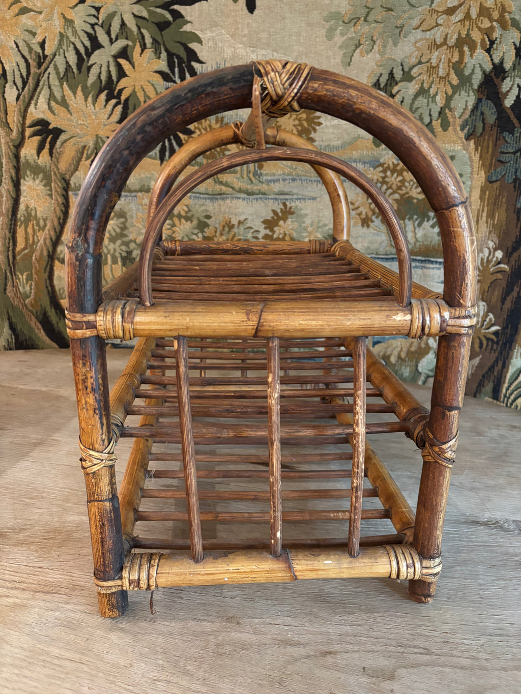 Vintage Bamboo & Rattan Three-Tier Storage Rack