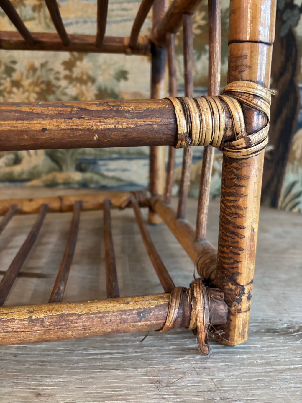 Vintage Bamboo & Rattan Three-Tier Storage Rack