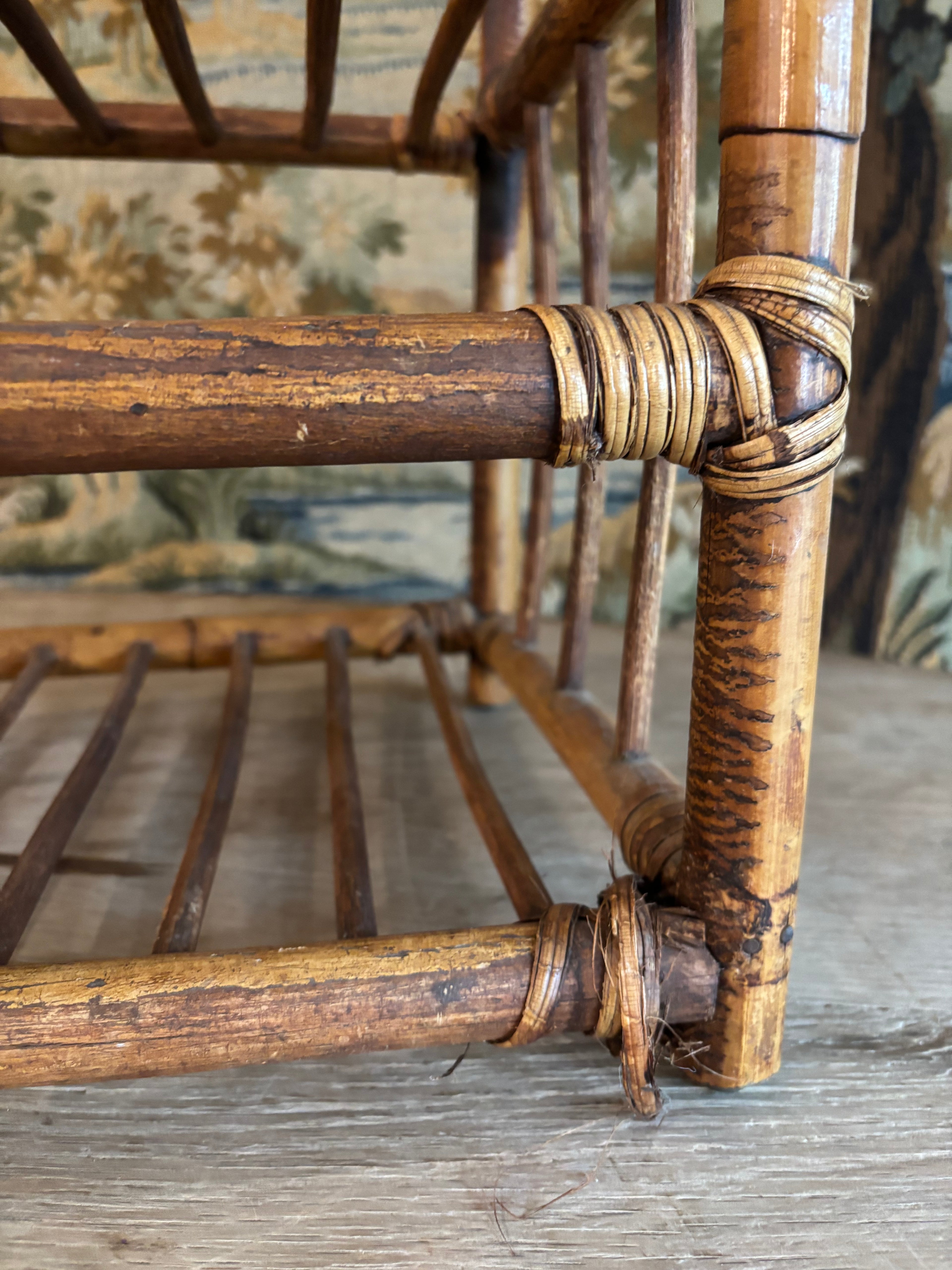 Vintage Bamboo & Rattan Three-Tier Storage Rack